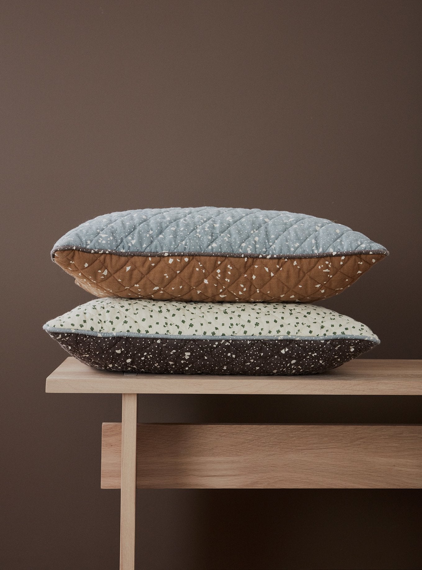 Quilted Aya Cushion Brown Offwhite By Oyoy 3