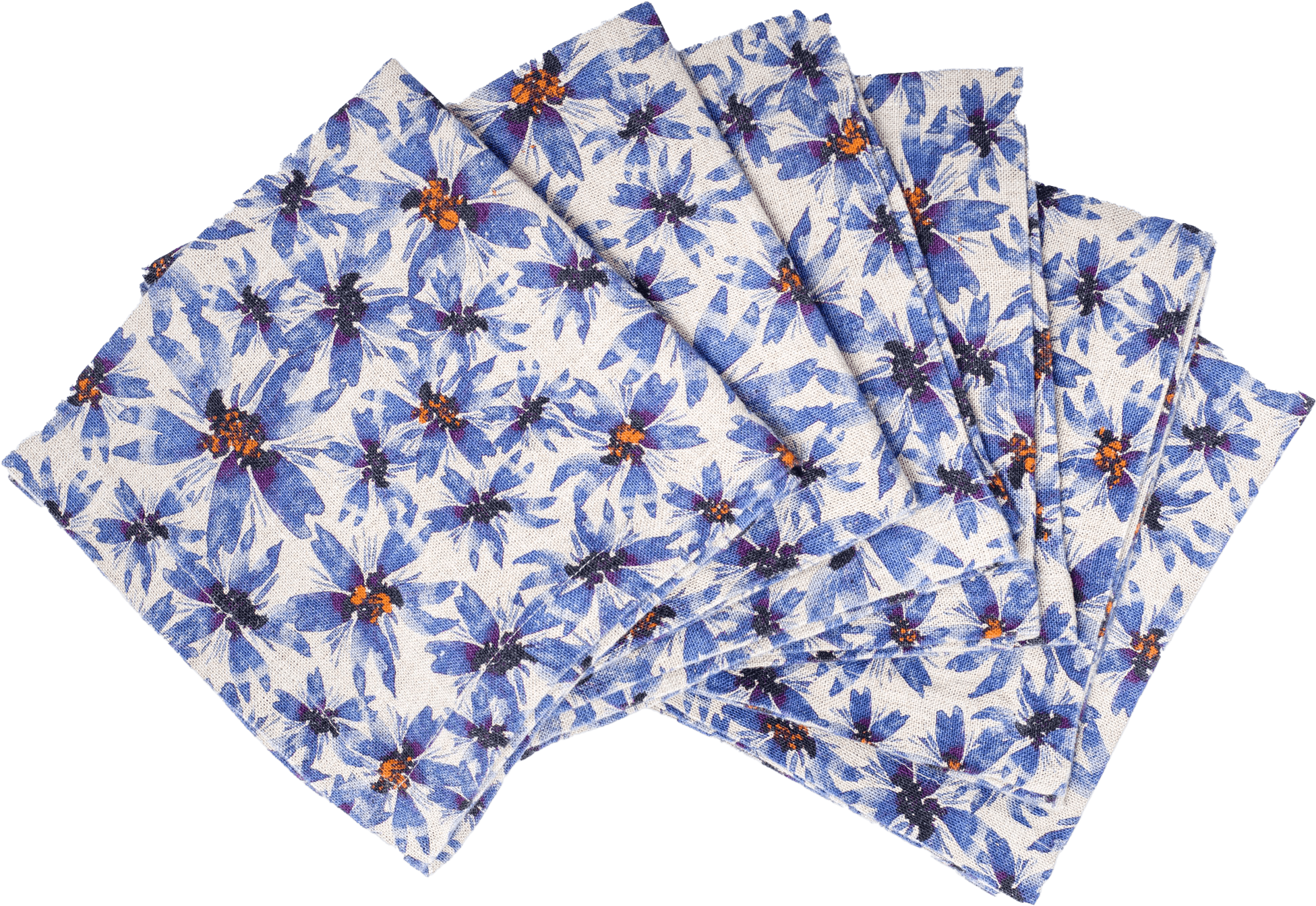 6 Organic Linen Napkins in Blue Harem - Thumbnail 2