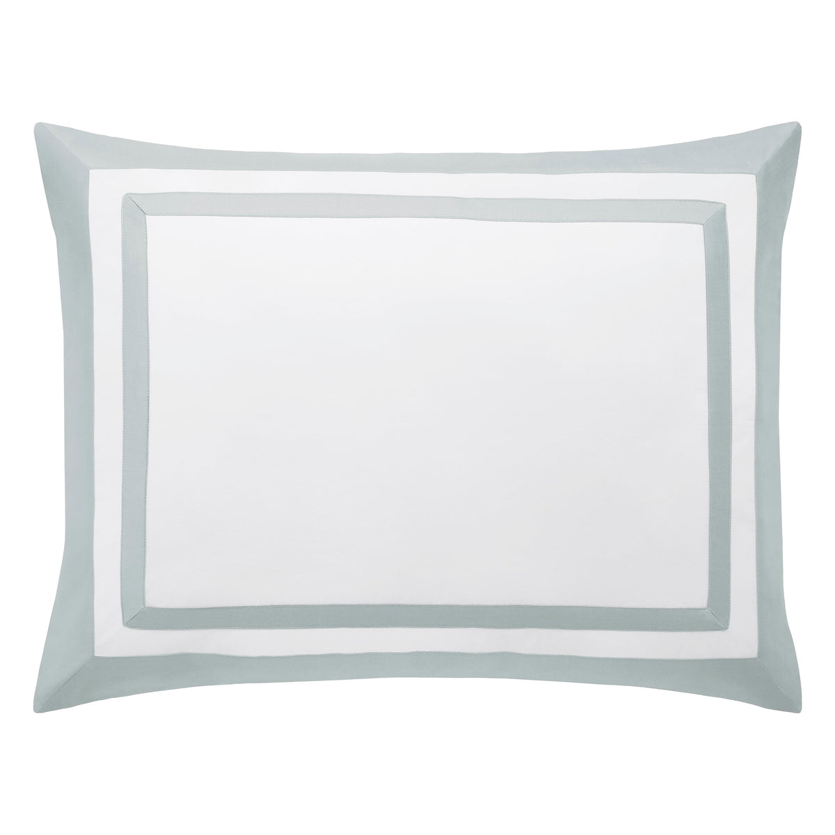 SS-063-2026_1|Elegant white duvet cover featuring a beautiful double light blue border, offering a serene and refined look for any bed.