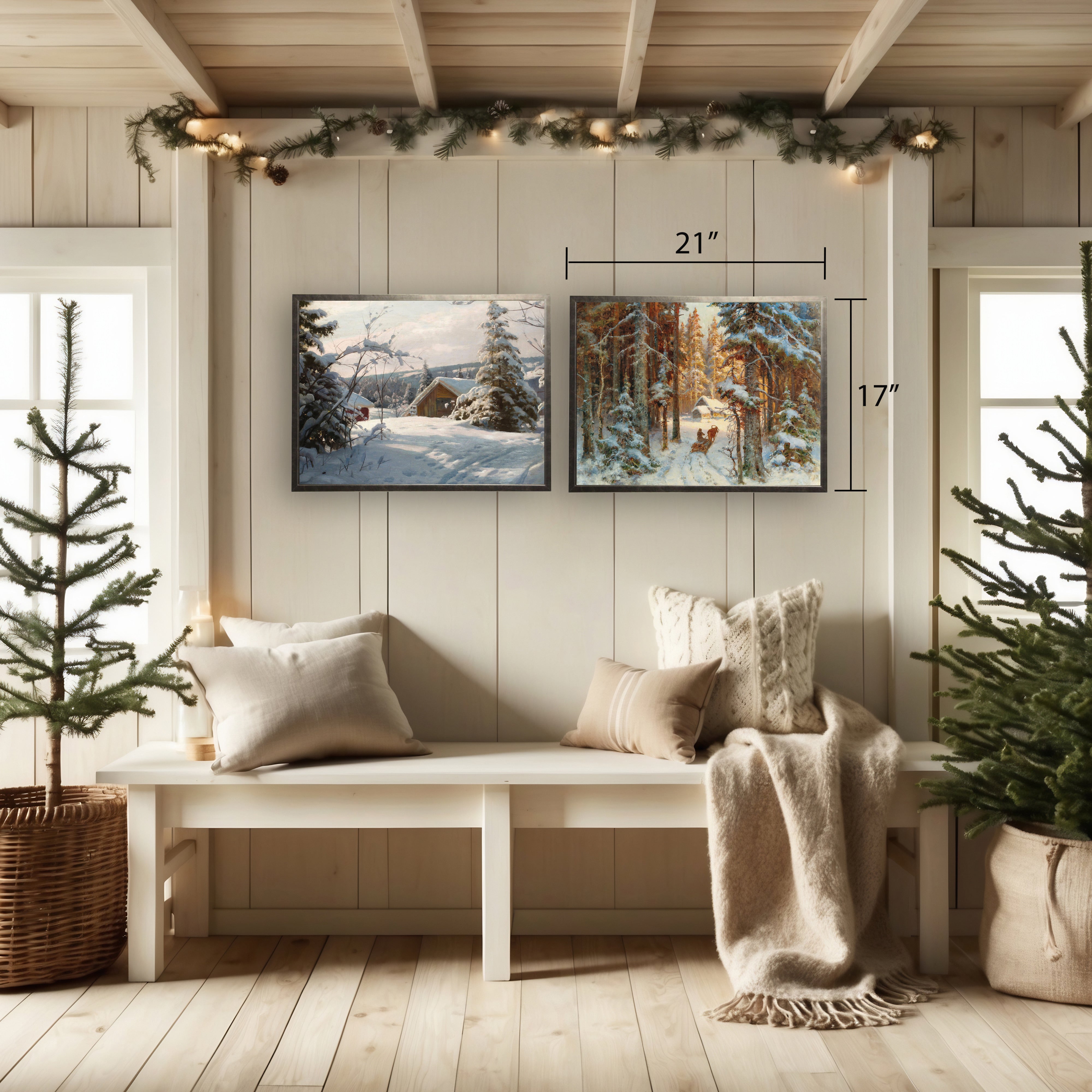 Vintage Oil Reproduction of a Snowy Winter Scene