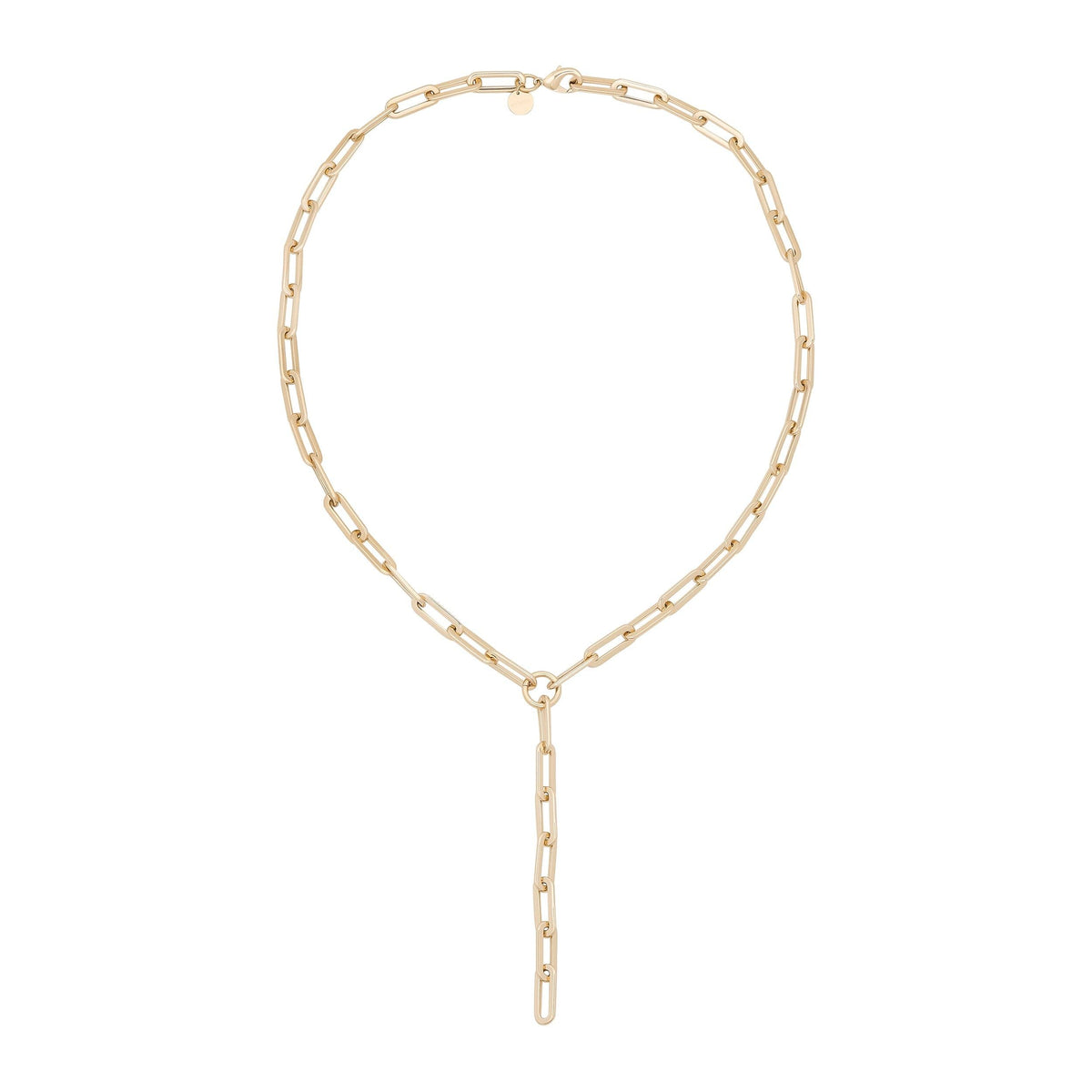 Gold-toned chain link necklace from Gisele XL Paper Clip Chain Lariat looks stylish