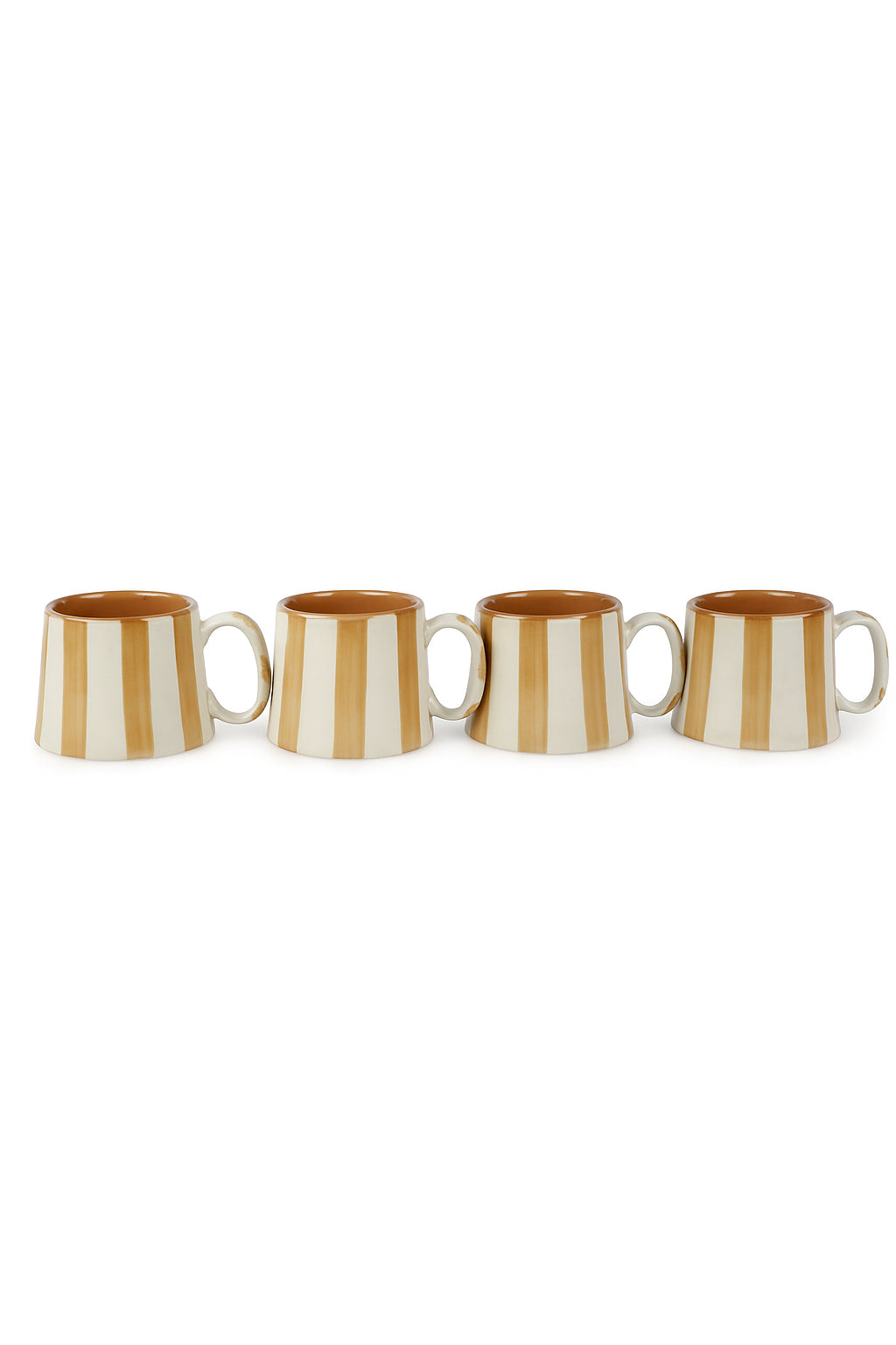 Ceramic Brown Stripe  Coffee cup - 3.5 x 2.5 Inches ( Set of 4 )