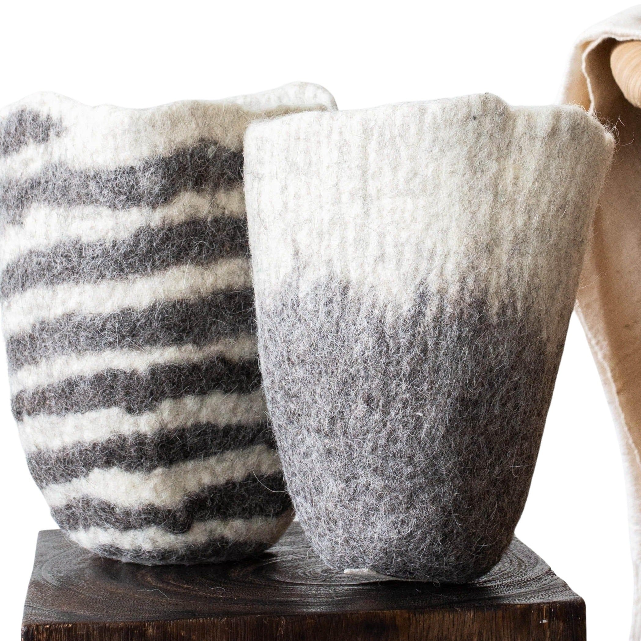 Felted Vessels Set of 2 - Gray