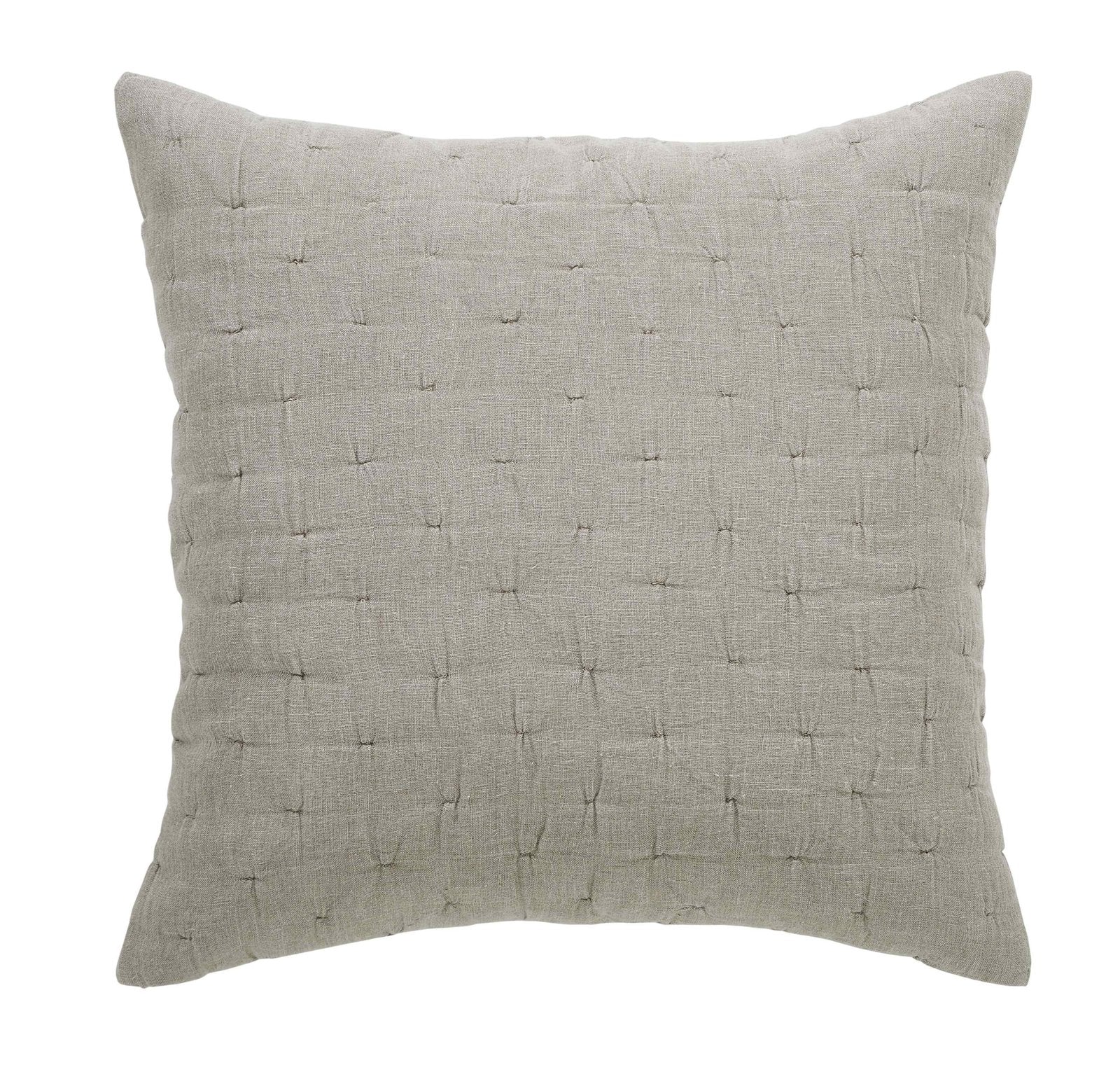 ES-320-2626_1|Neutral light grey quilted cushion with a classic stitched pattern, ideal for comfortable and stylish home decor.