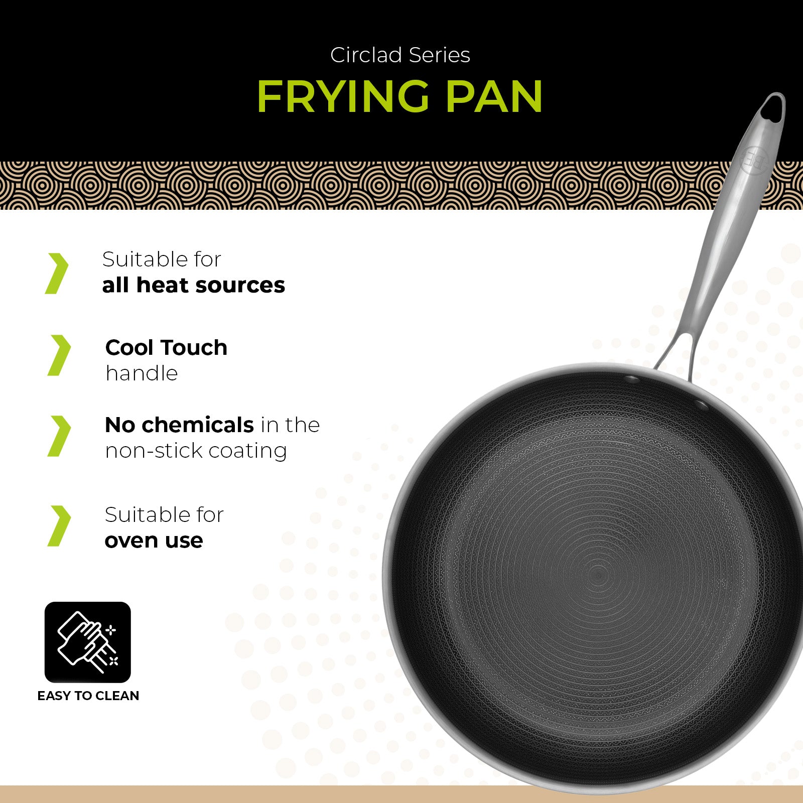 BE | LIVING - Circlad Series - 12” / 30 cm Frying Pan - Triply Stainless Steel Circlad