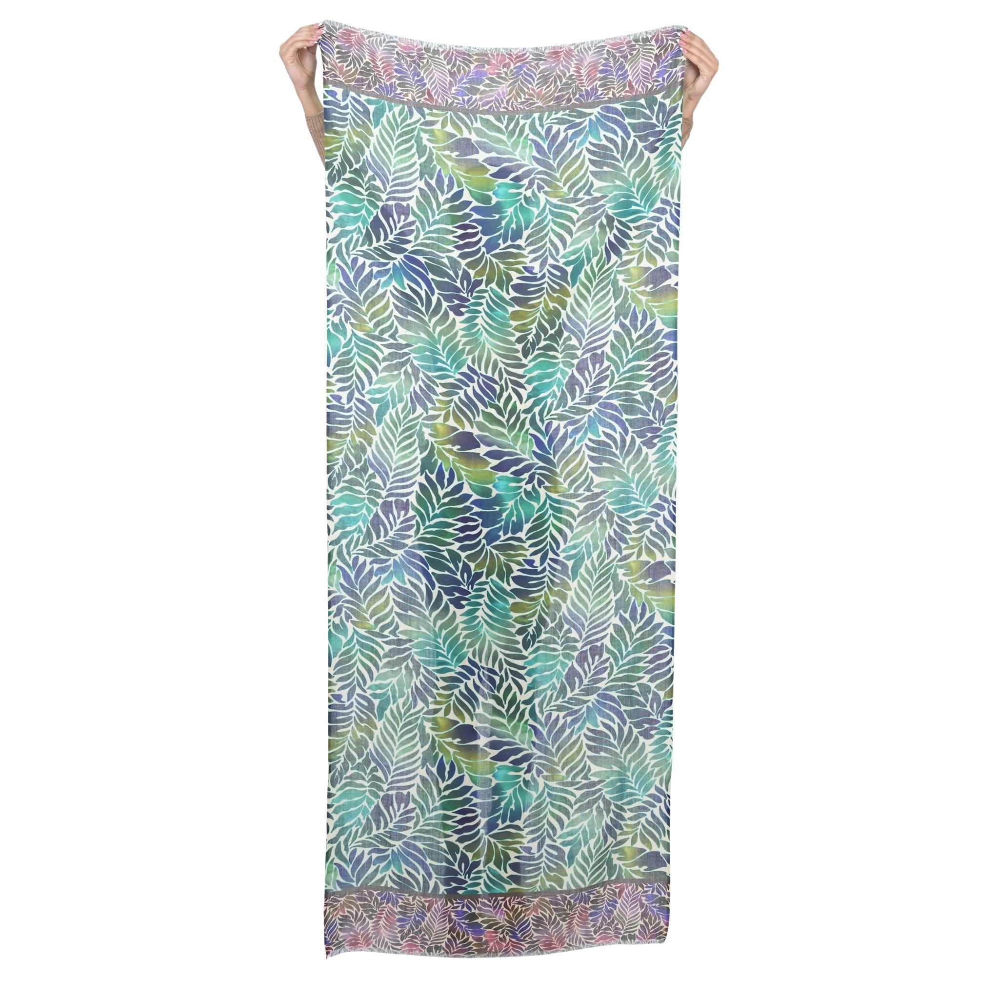 Fern Wool Twill Scarf - Blue Green