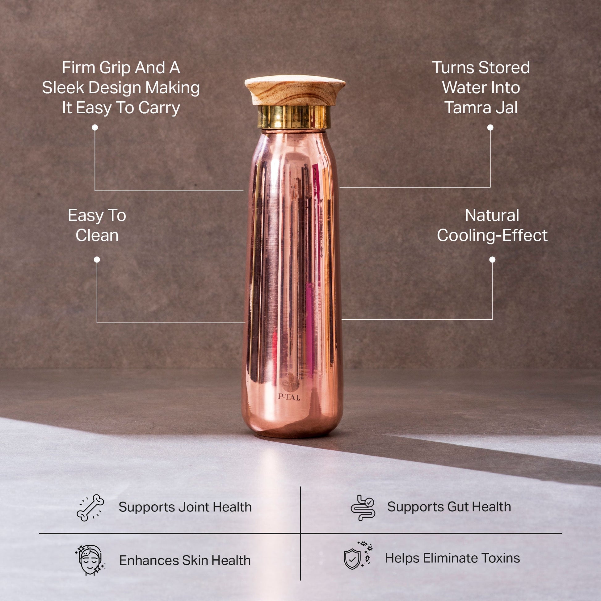 Copper Bottle, 100% Leakproof Copper Water Bottle P-TAL
