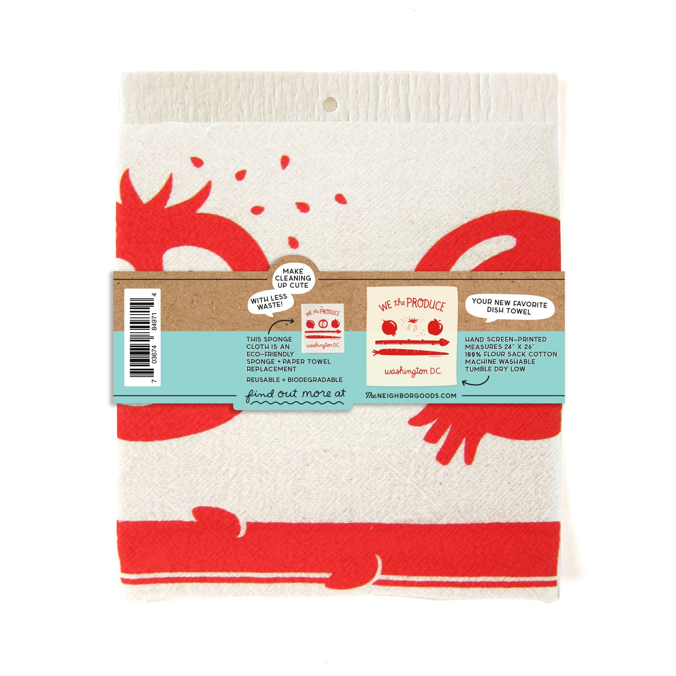 Cotton dish towel with DC Flag design, featuring the phrase "We the Produce"