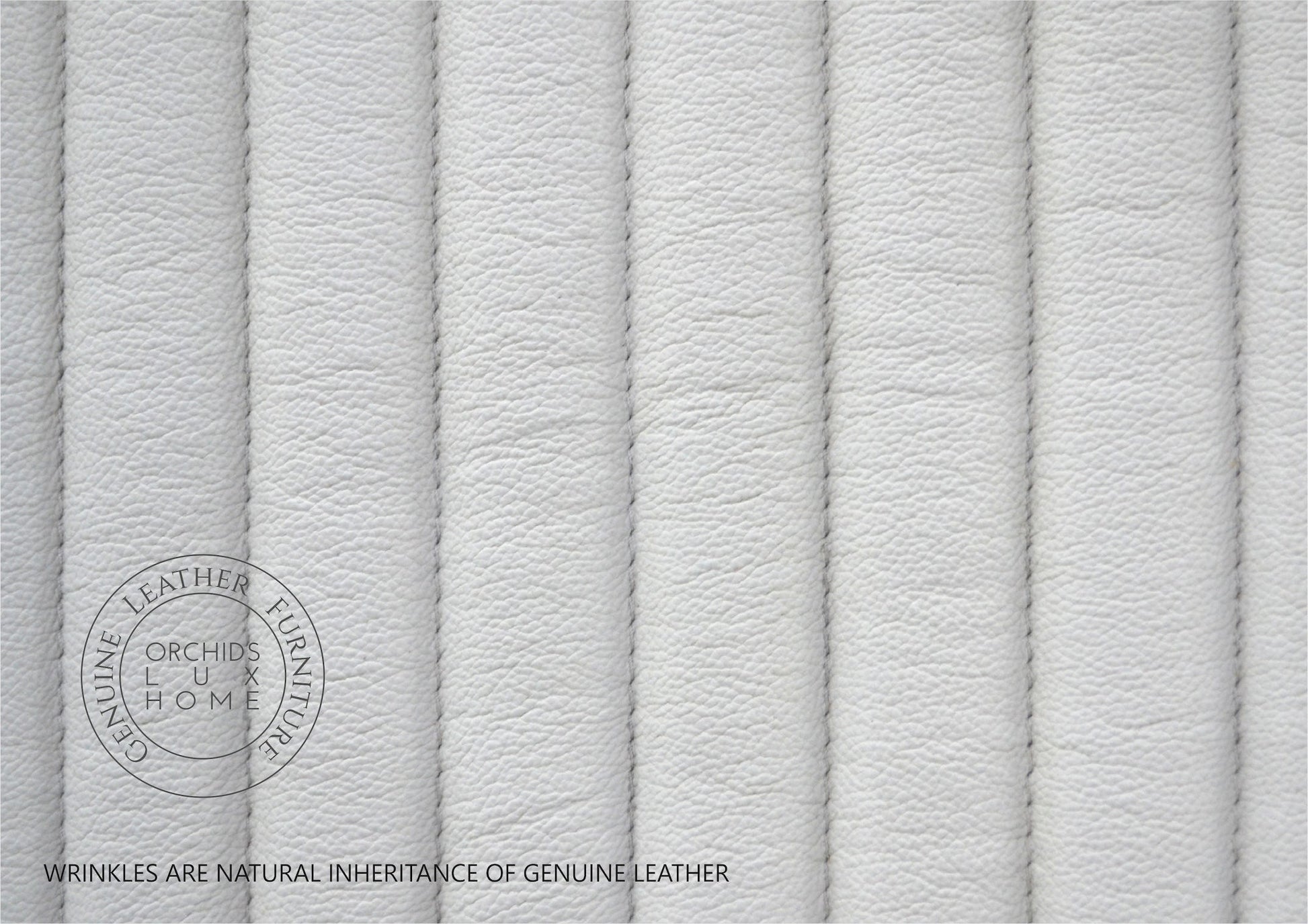 FN-5203-33233_6|Genuine white ribbed leather texture, showcasing luxurious upholstery and natural grain. Premium furniture material.