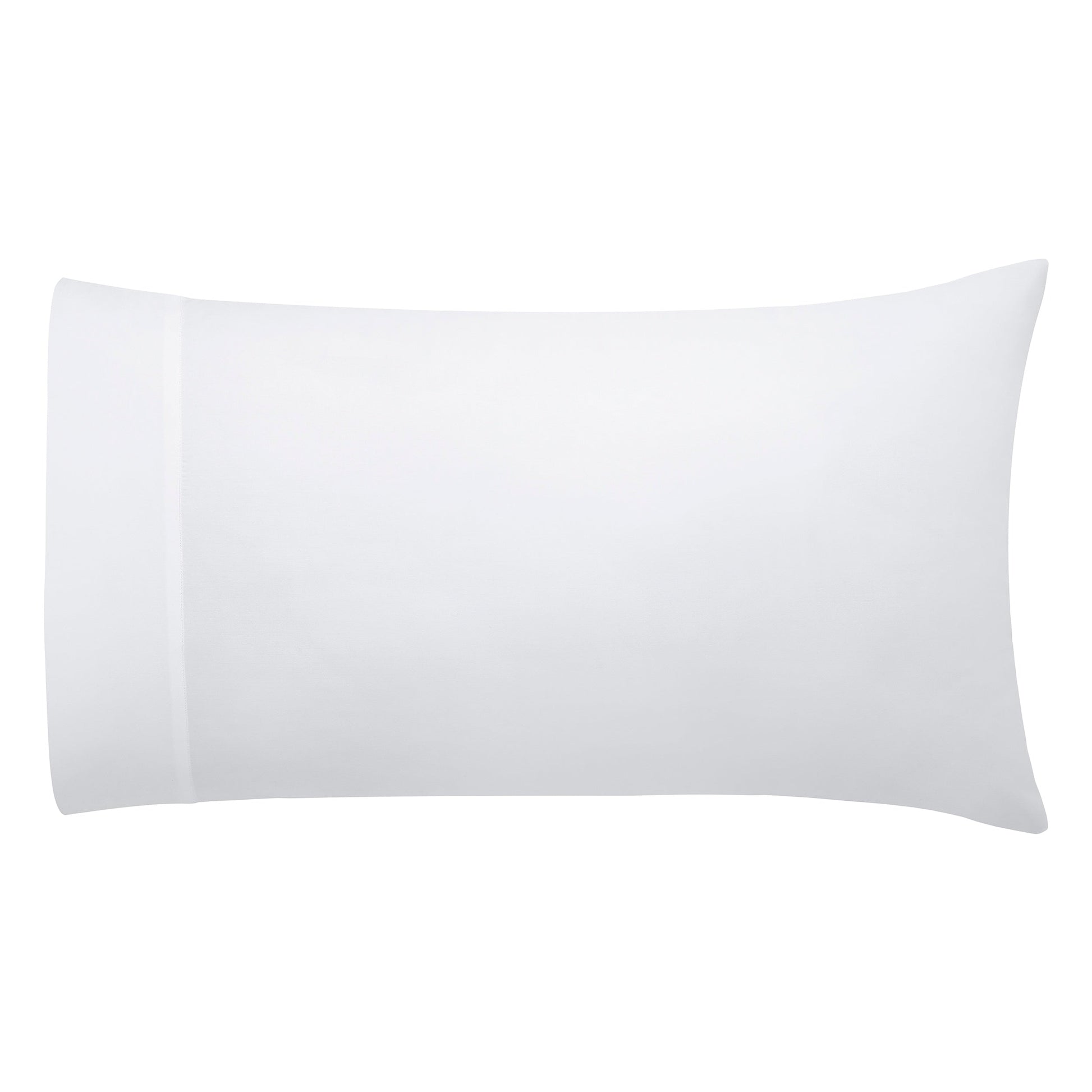 ASP-547-2032_3|Single white 100% cotton sateen pillowcase, featuring a smooth, plain texture and a classic hemmed opening.