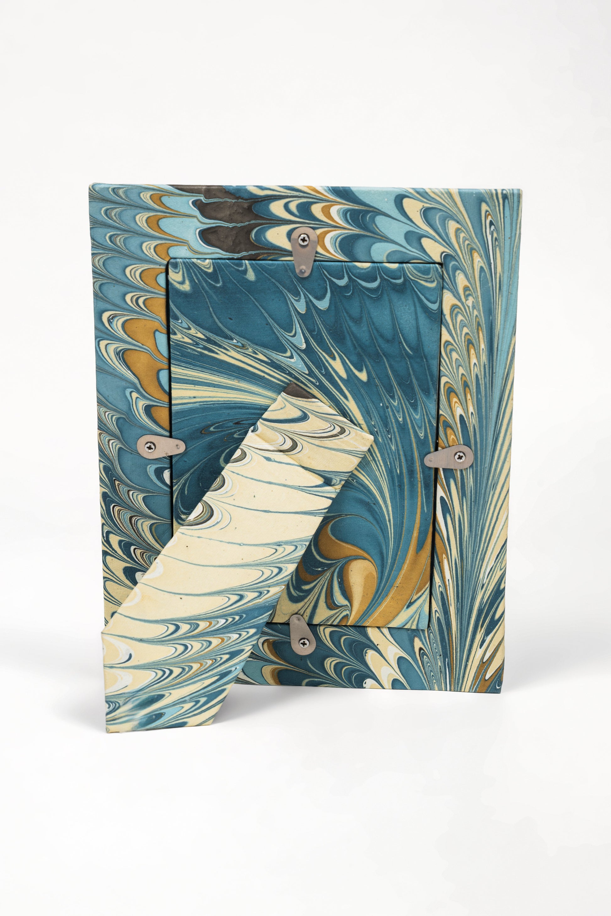 Nila feathers hand-marbled 4x6 picture frame with silver clips by Inner Child