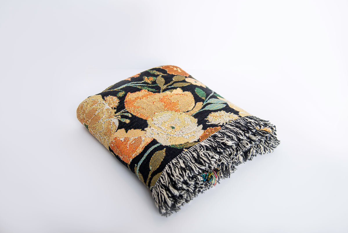 Poppy Floral Jacquard Woven Throw