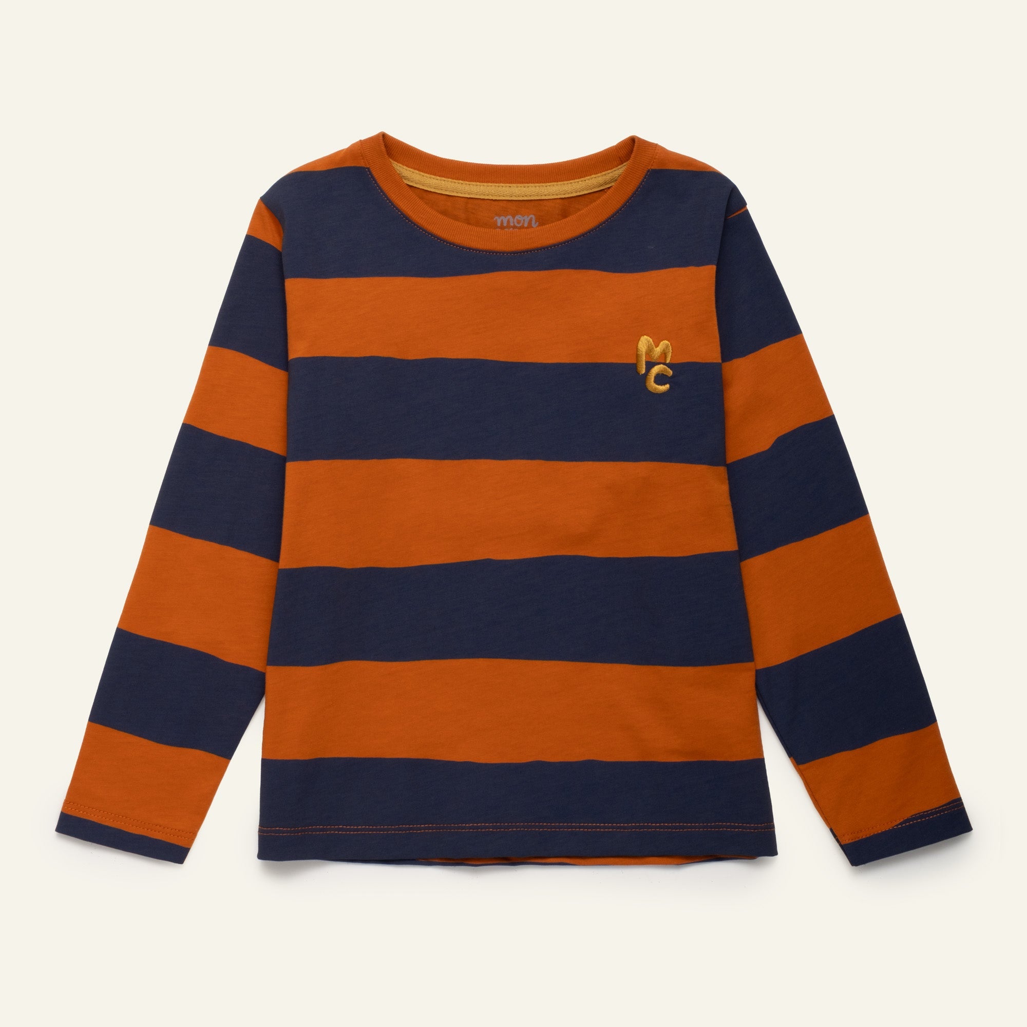 Chestnut & Navy Rugby Stripe Long Sleeve T-Shirt