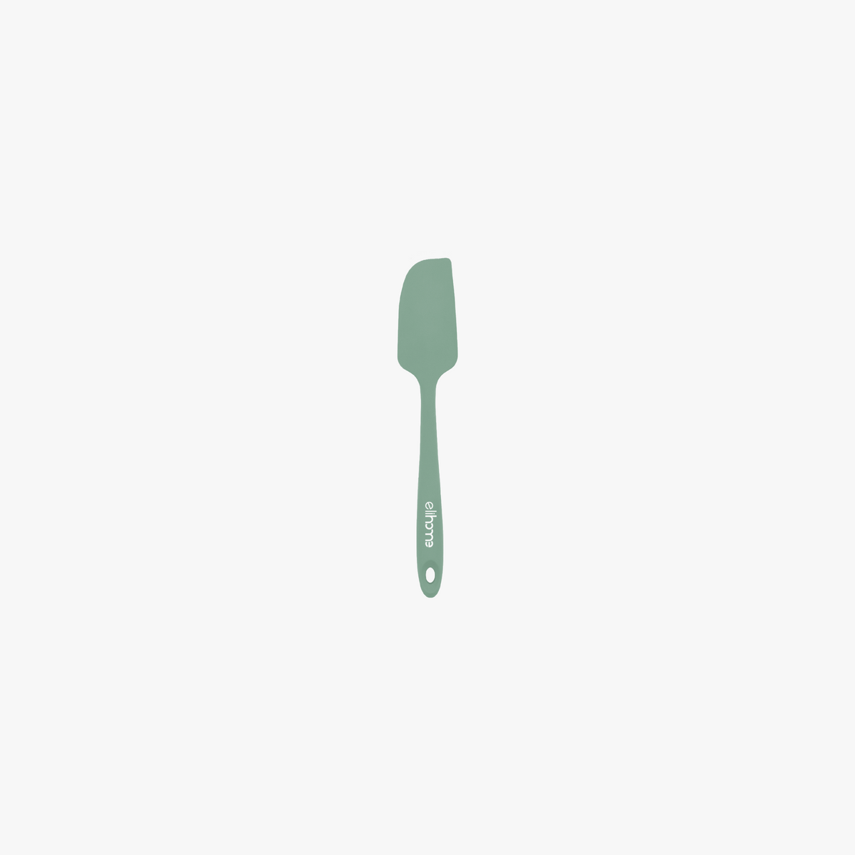 Elihome Mini Silicone Spatula in Sage Green, 8.7 inches by 1.5 inches with seamless one piece design, reinforced steel core and ergonomic non-slip handle