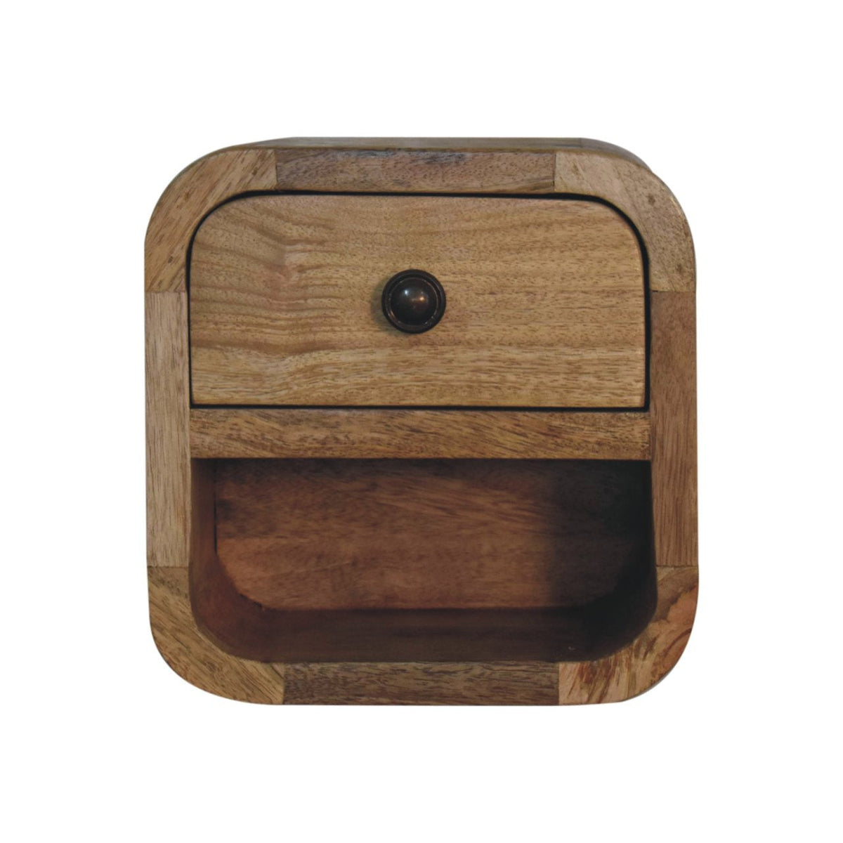 Extra Mini Curved Oak-ish Bedside Table