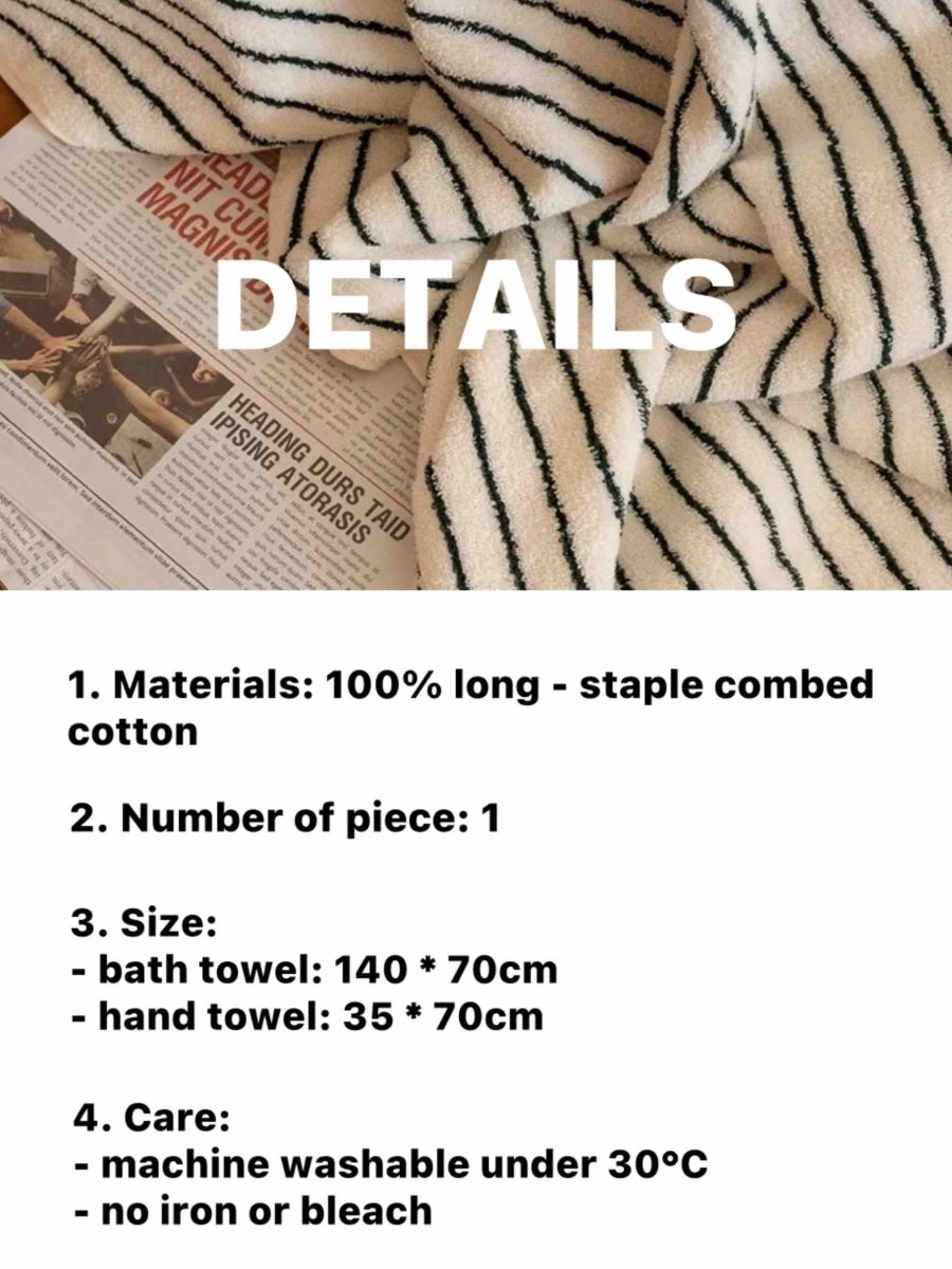Retro Style 100% ORGANIC Combed Cotton Striped Bath Towel - Retro Style 100% Combed Cotton Bath Towel - Bath Towel - INSPECIAL HOME