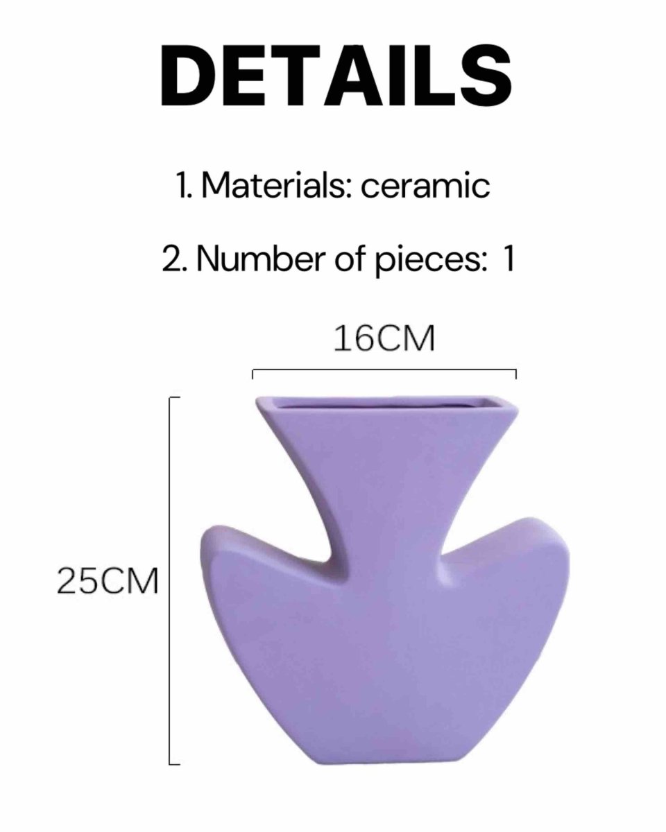 Handmade Memphis Funky Lavender Ceramic Vase, Decorative Flower Vessel - Vases - Funky Memphis Lavender Vas - INSPECIAL HOME