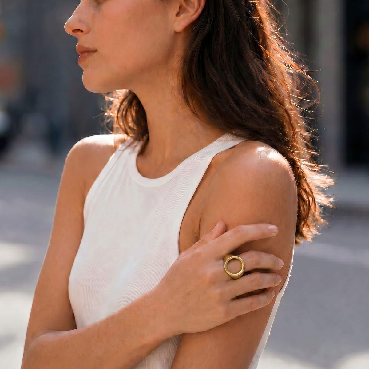 Brass Hollow Signet Ring | Kasa - EcoDunia