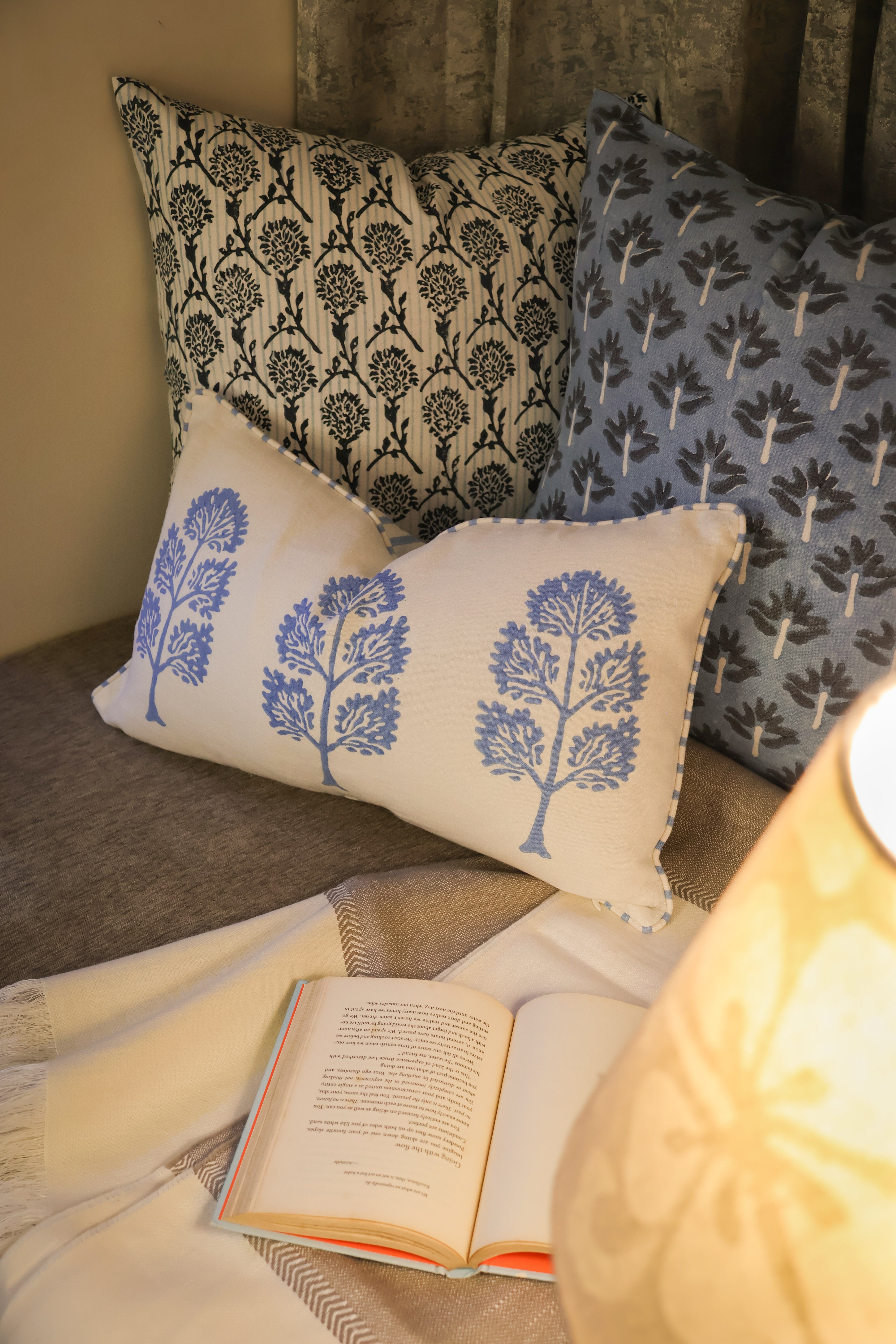 Neera Linen Hand-Printed Pillow Cover