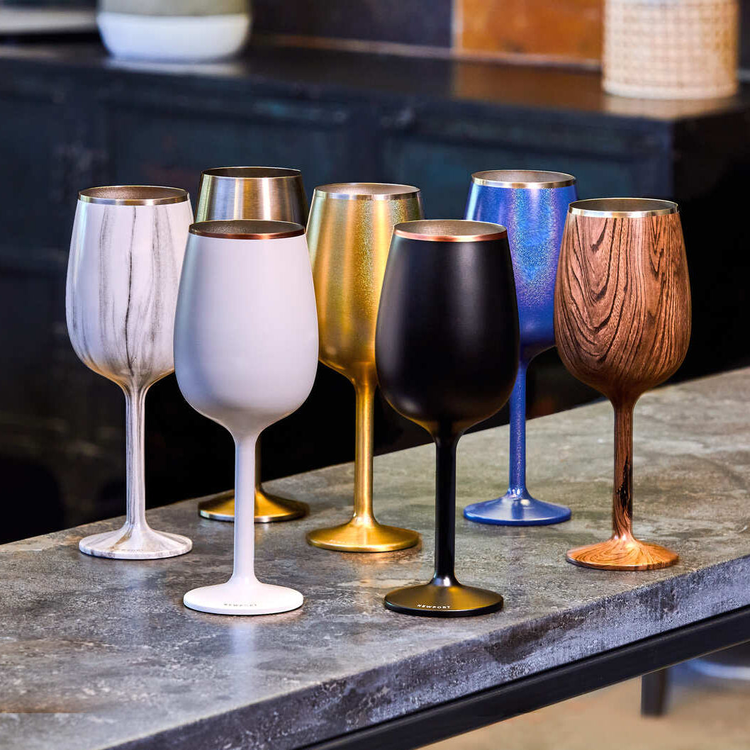 Stainless Steel Stemmed Wine Glass, Steel