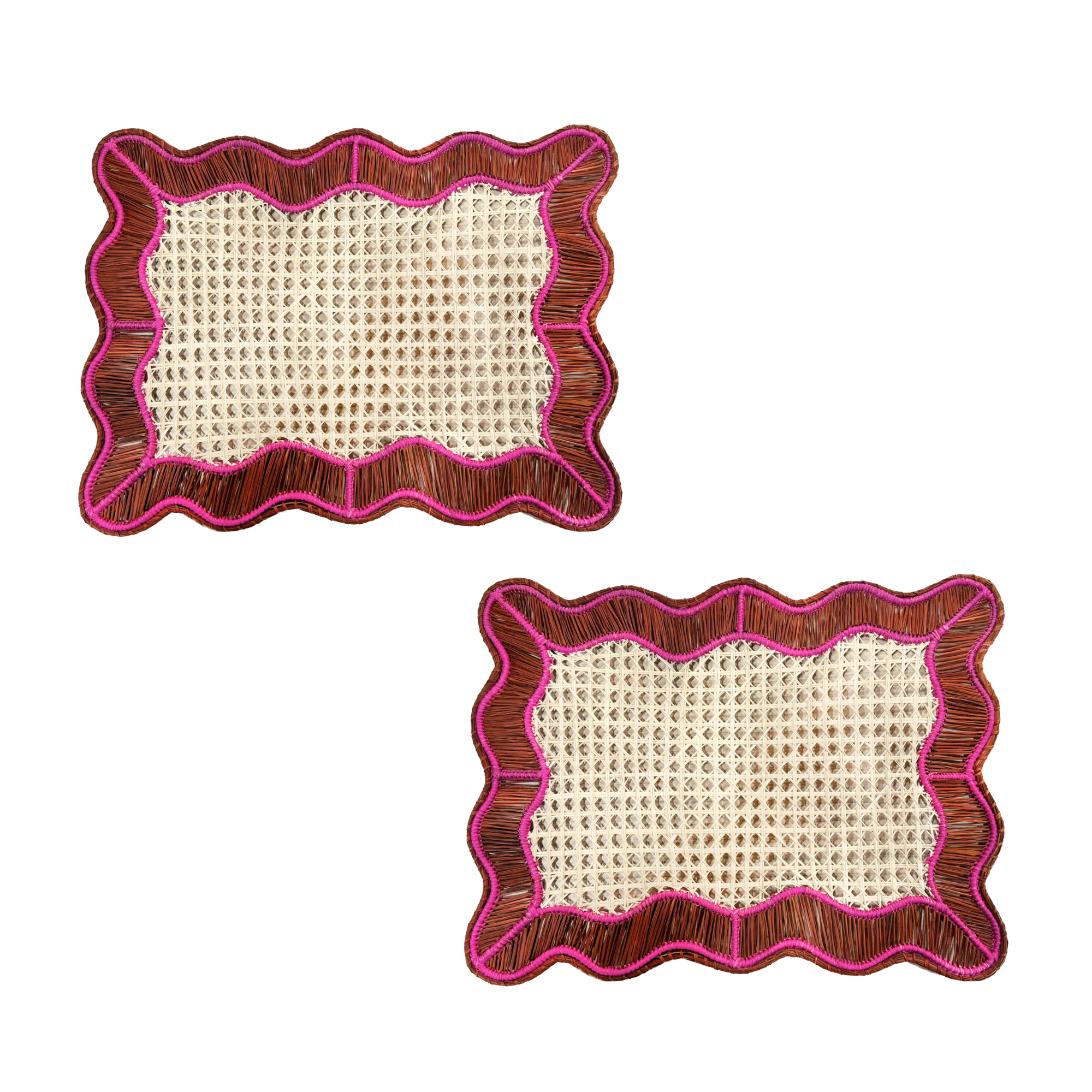 S/2 Wavy Rectangular Placemat - Terracotta/Hot Pink