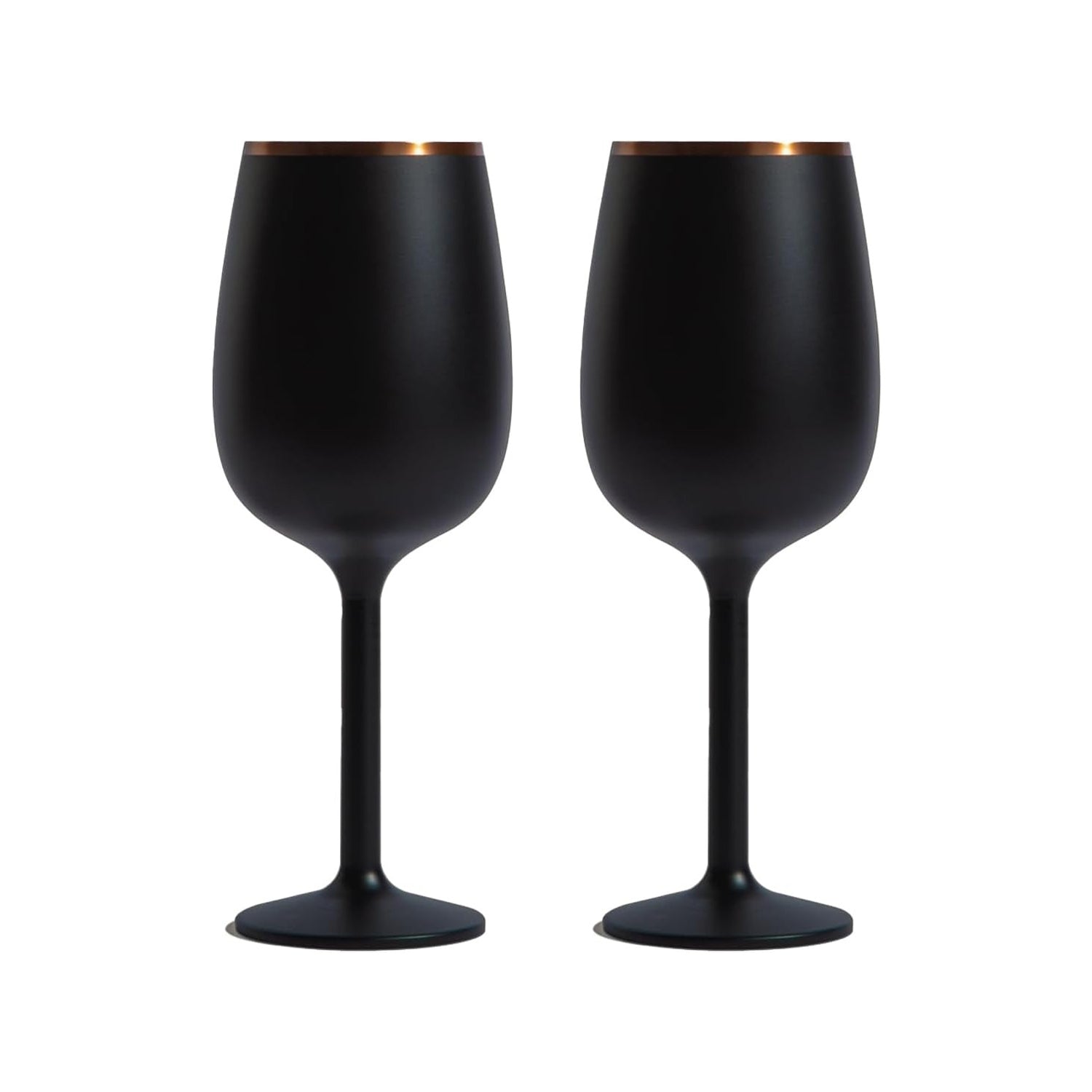 Stainless Steel Stemmed Wine Glass, Set of 2 - Black