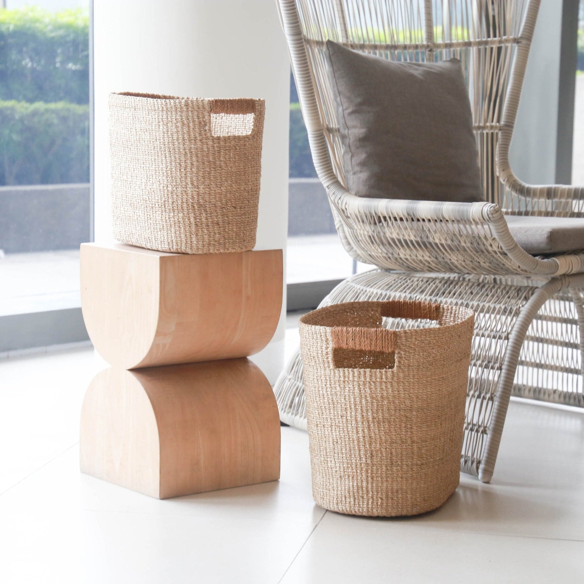 Baskets - Tan Oval Woven Baskets, set of 2 - Straw Baskets | LIKHÂ - LIKHÂ