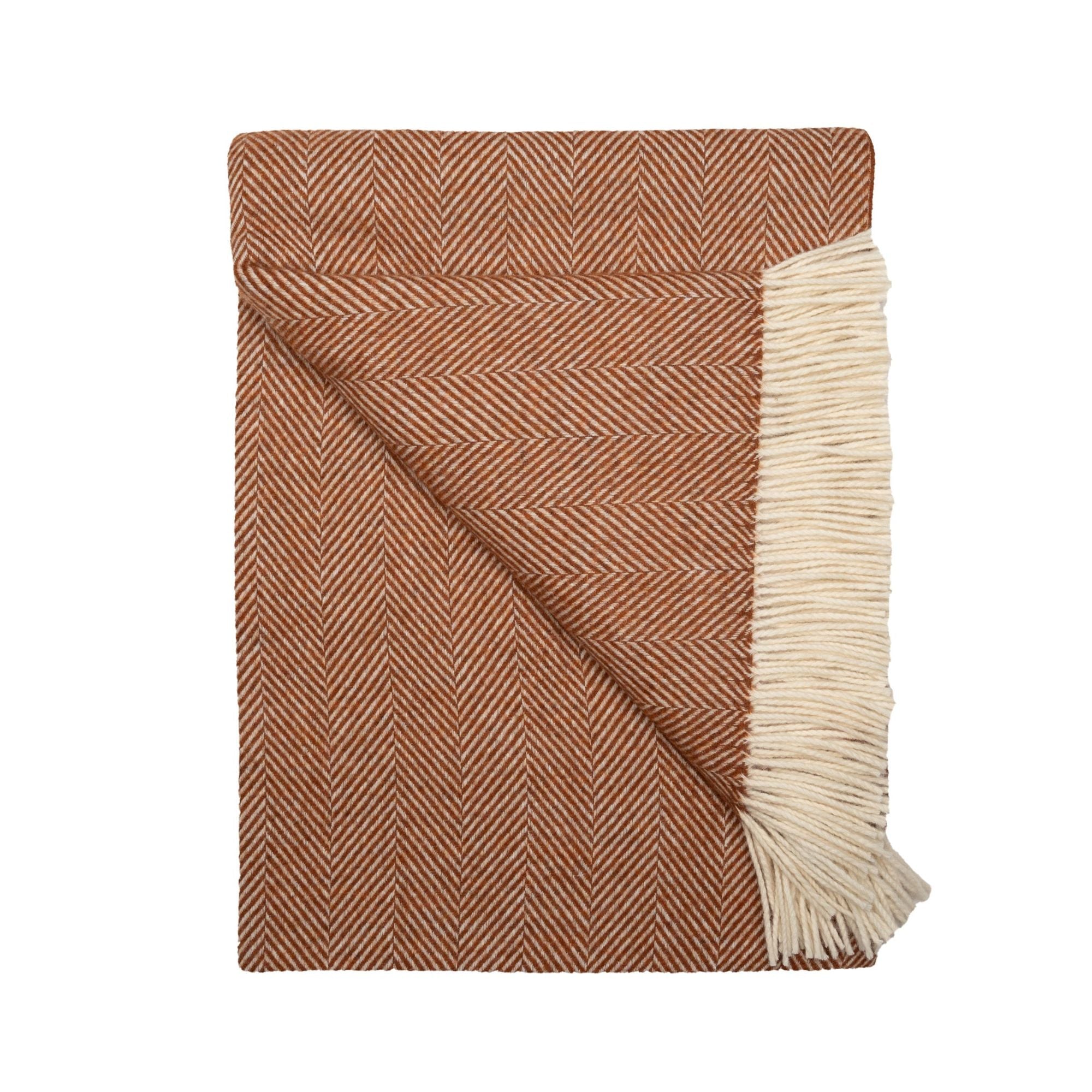 Southampton Home Merino Wool Herringbone Throw - Rust
