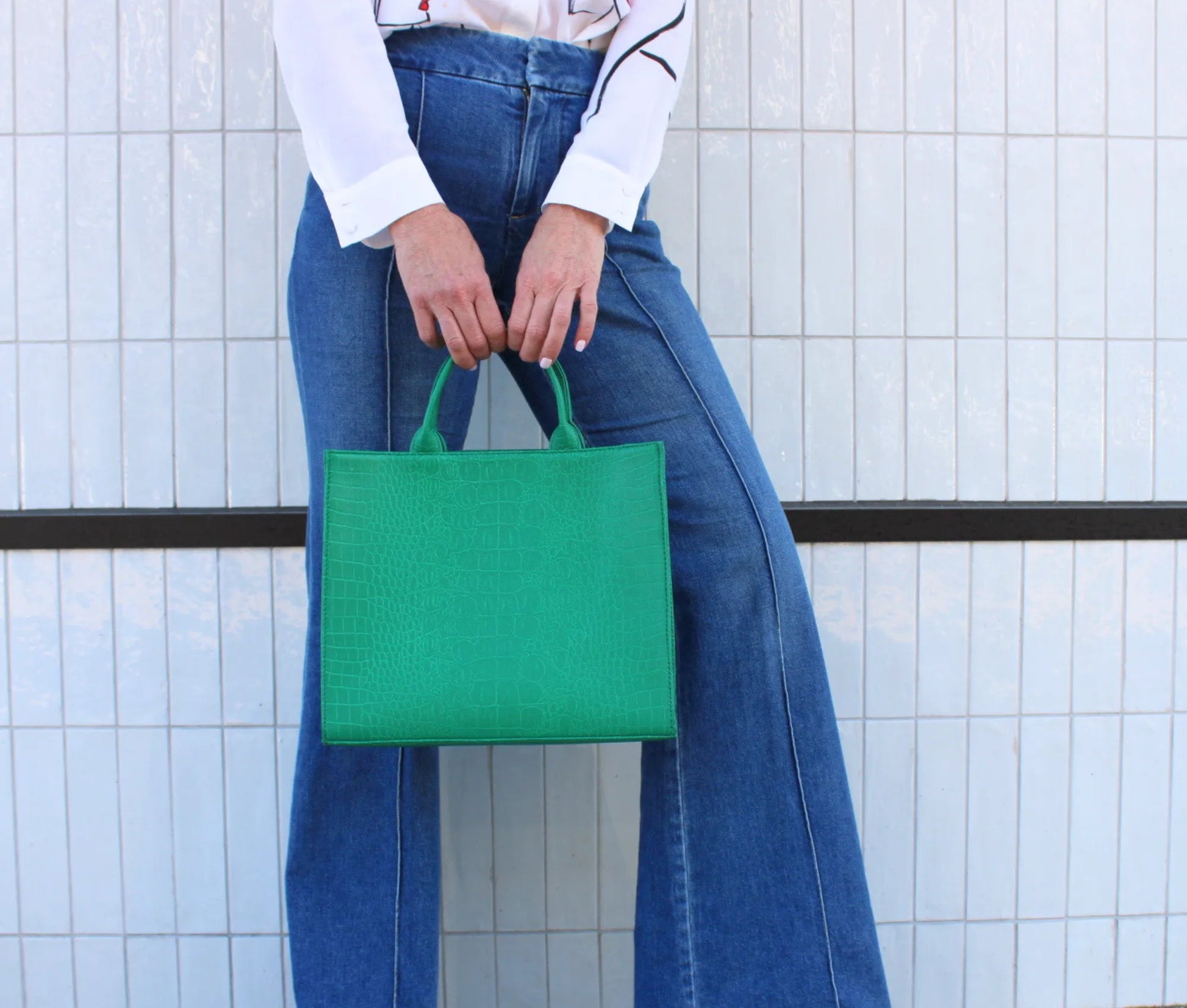 The Adele Leather Handbag Croc
