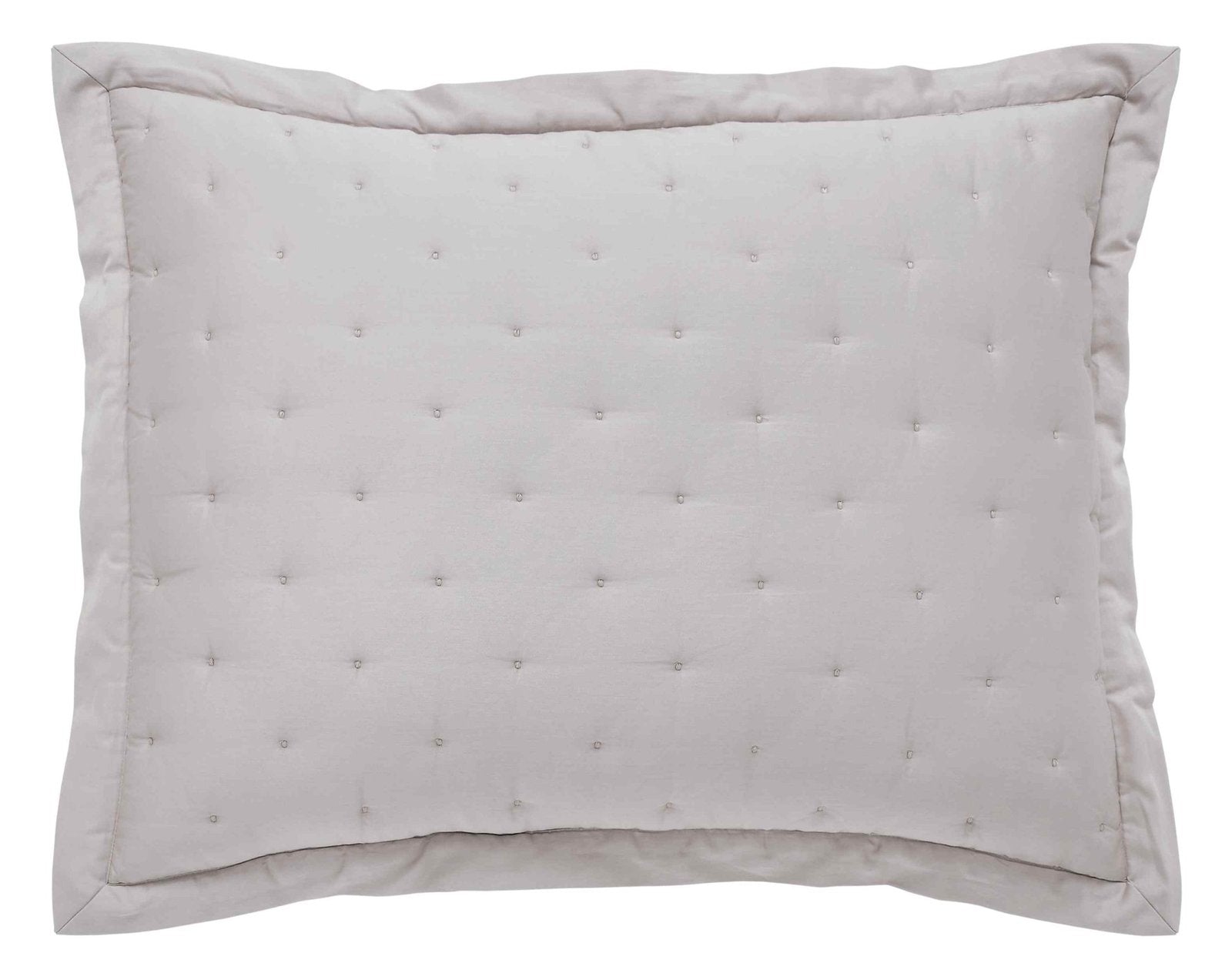 SS-350-2026_1|Light grey quilted European sham with simple grid stitching. Clean, classic, and comfortable quilt bedding accent for versatile decor.