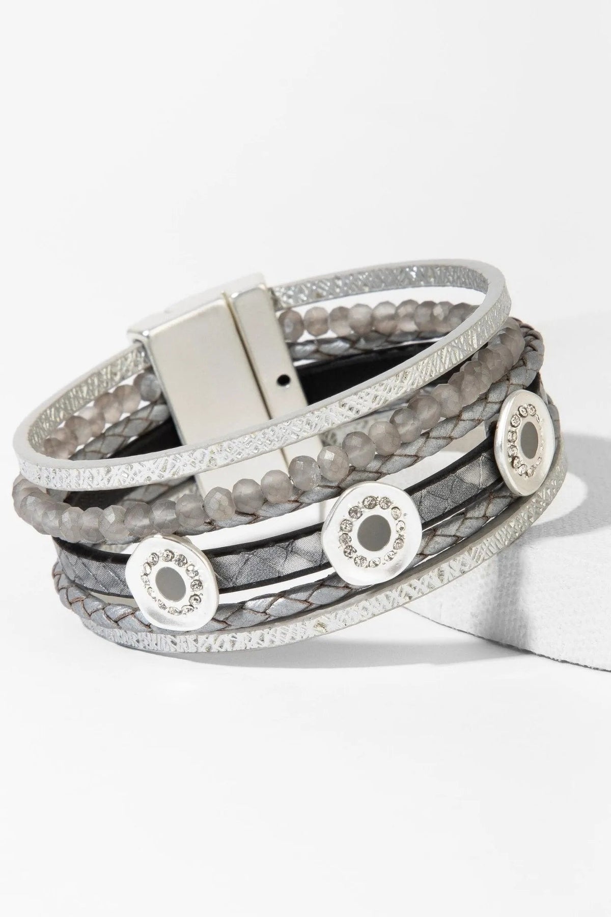 WestMoon Multi Strand Leather Bracelet Gray