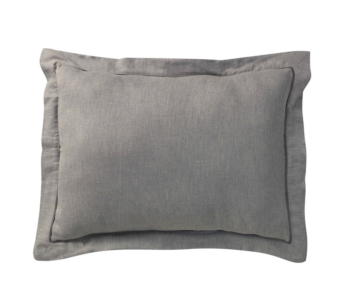 SS-011-X_1|Elegant grey rectangular decorative pillow sham with a sophisticated ruffled edge. Perfect modern bedding accent.