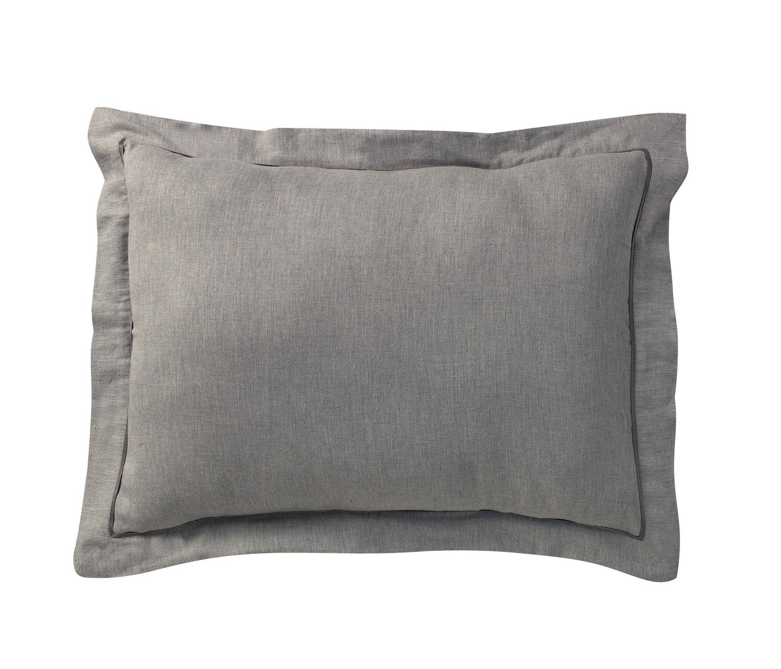 SS-011-X_1|Elegant grey rectangular decorative pillow sham with a sophisticated ruffled edge. Perfect modern bedding accent.