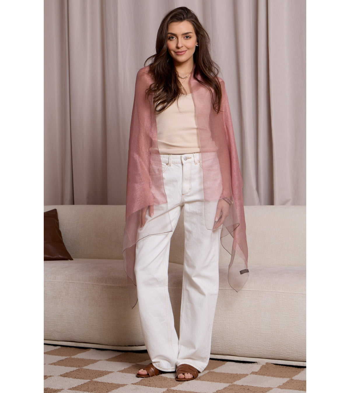 Silk Sparkle Wrap Scarf Pink