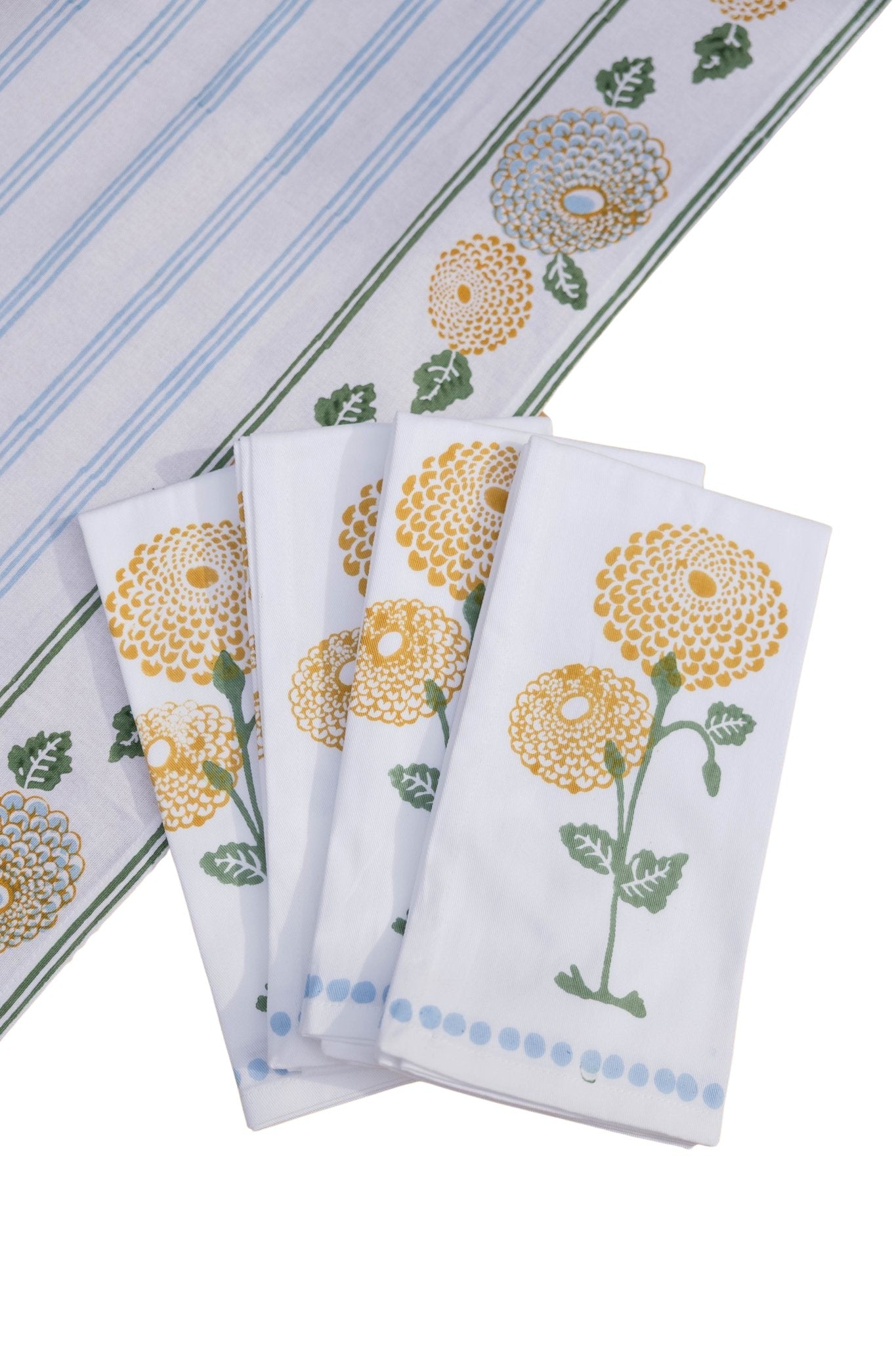 Organic Napkins (set of 4) - Marigold Flower - Uniform Blue - The Mended Company