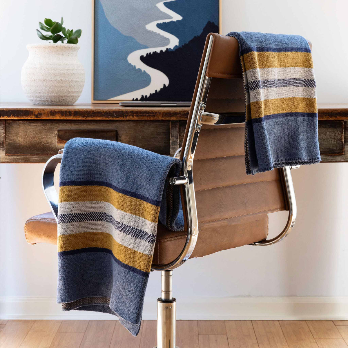 in2green Eco Throw Camp Stripe - Cotton Sustainable Knit Throw Blanket Fall Rustic Gift