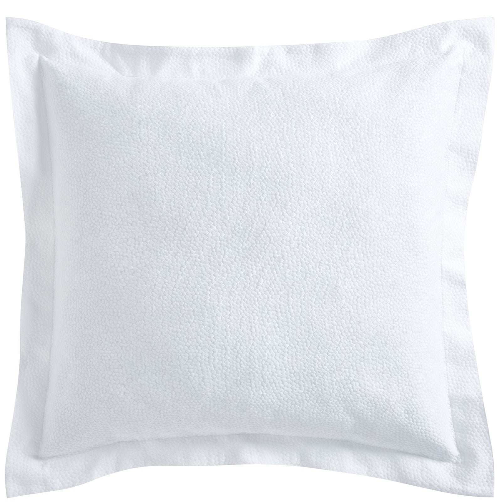 ES-258-2626_1|White textured quilted coverlet sham with decorative flange border, adding subtle elegance to bedroom decor.
