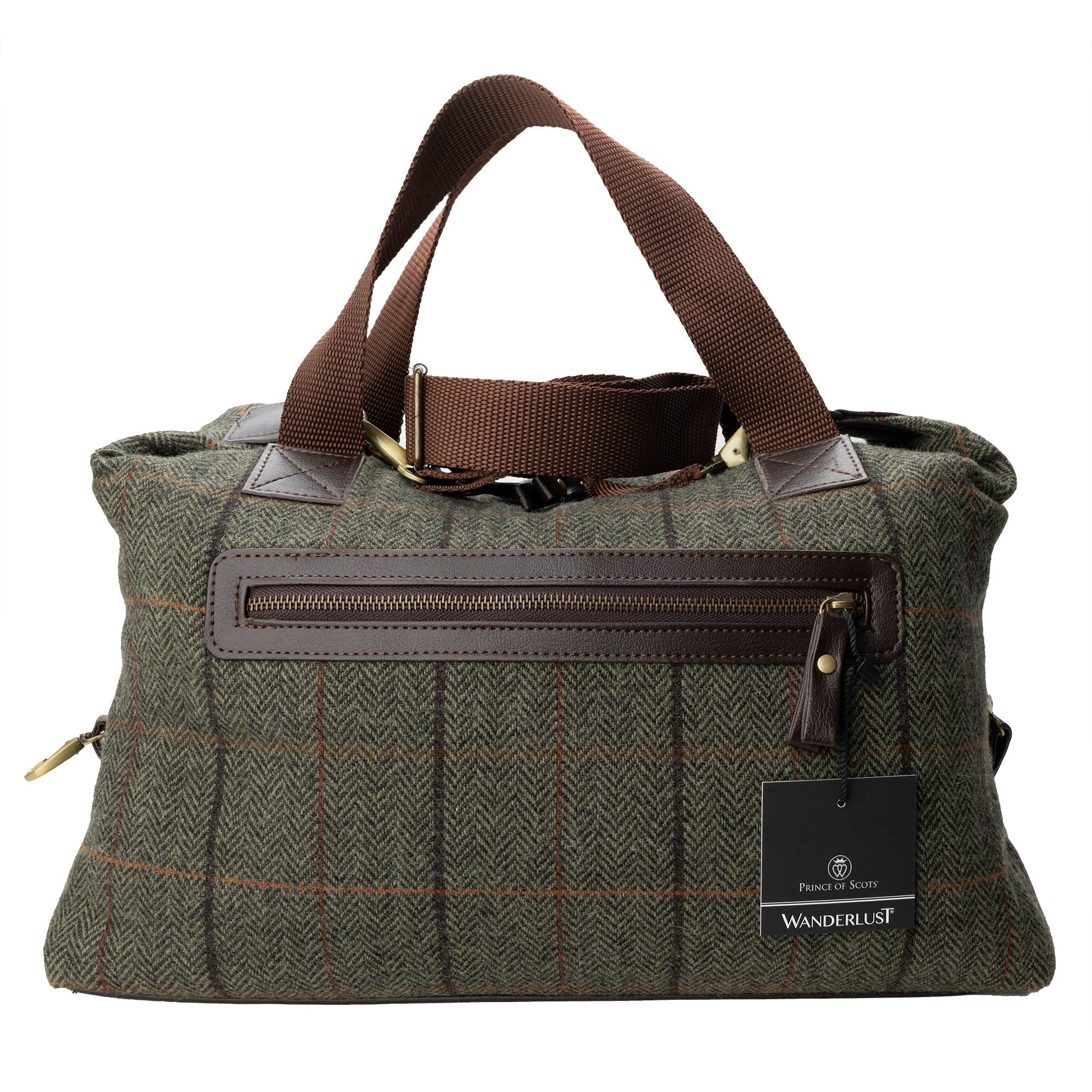 WANDERLUST Highland Tweeds Weekender Bag ~ Olive ~-Luggage-[bar code]-OliveTweedBag-Prince of Scots