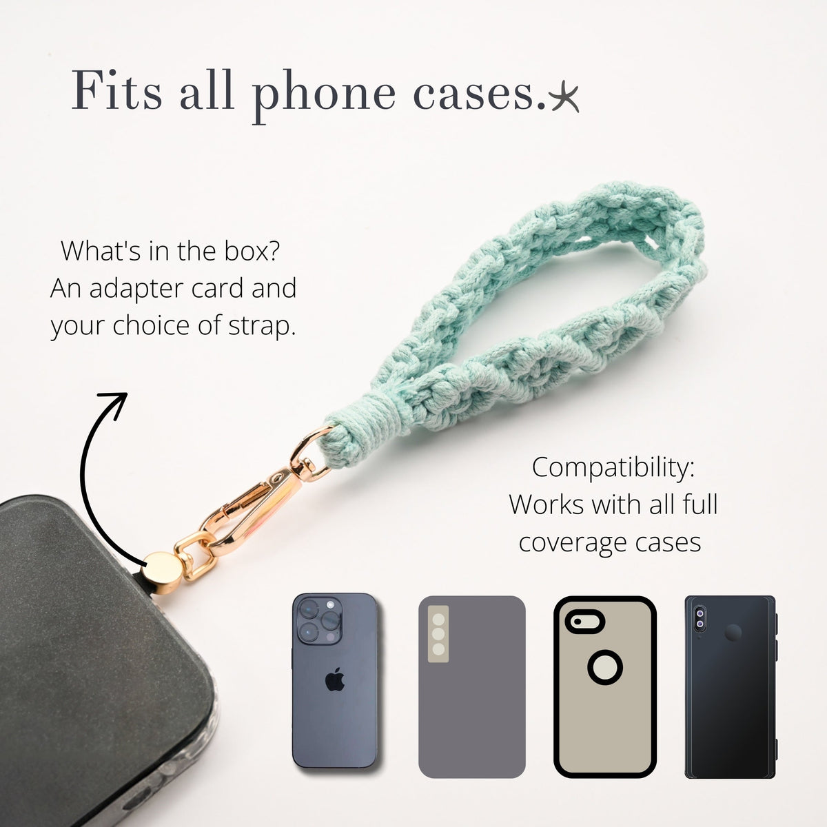 Macrame phone strap, accessories and jewelry website, phone case strap, mint green strap for phone, jewelry website, hand made accessories