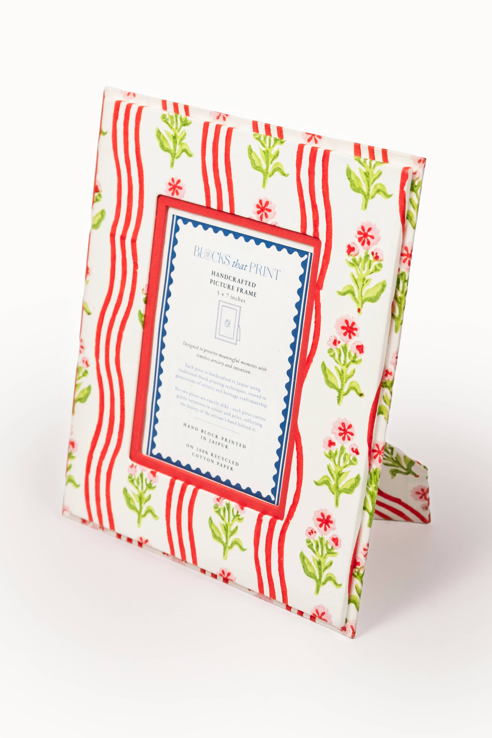 Large Block Print Photo Frame (5 by 7) - Holly & Berry