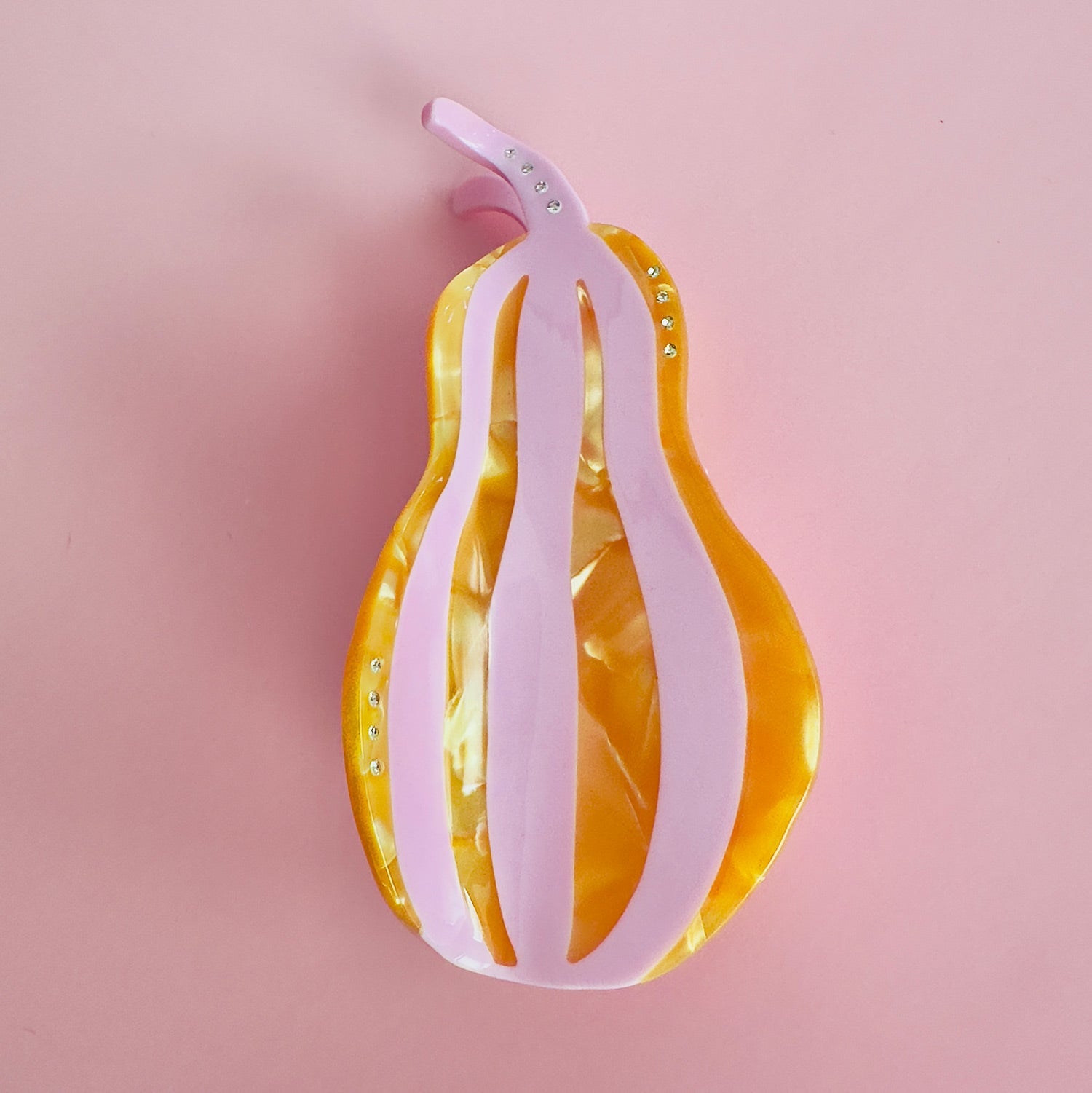 Cozy and delicious fall pink squash hair claw with Ghost Cat hair claw