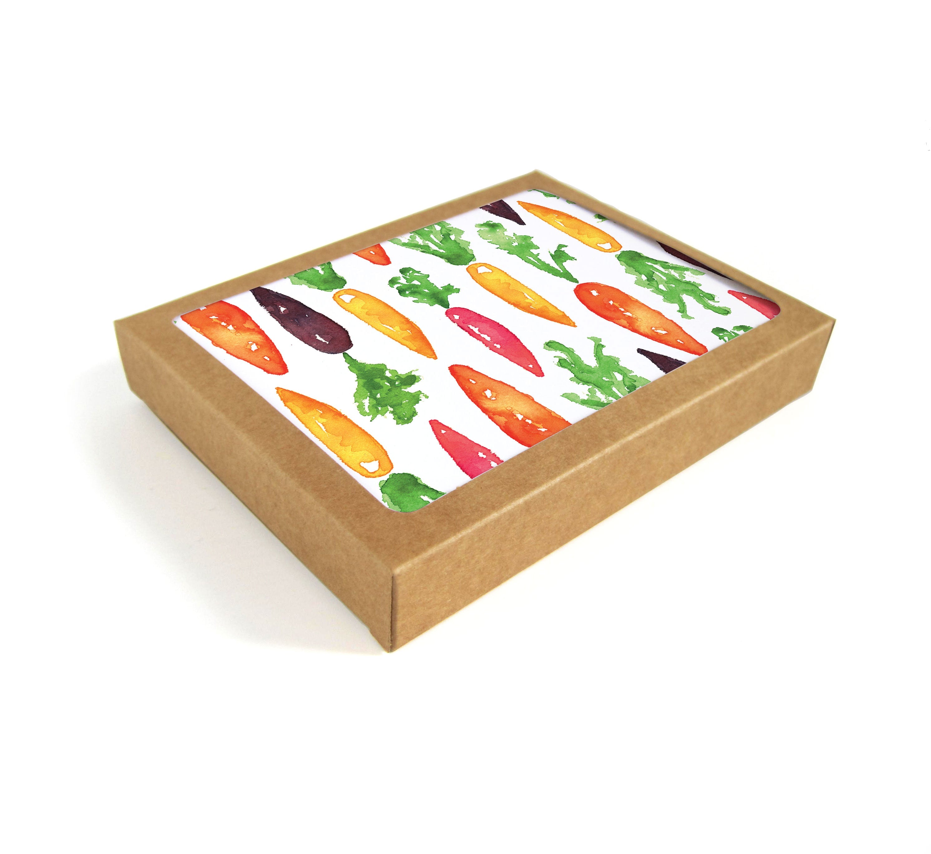 Packaged set of 8 carrot watercolor cards