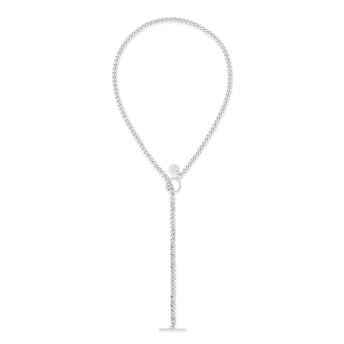 Silver chain lariat necklace from Micro Link Curb Chain Convertible Lariat collection