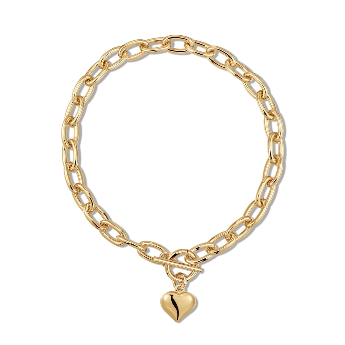 Gold chain necklace with a cute heart pendant from the Alana Puffy Heart Charm Necklace collection