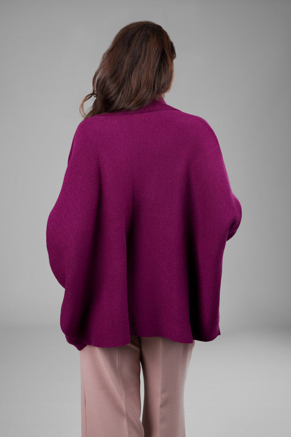 Open Front Oversized Cardigan Sweater - Purple