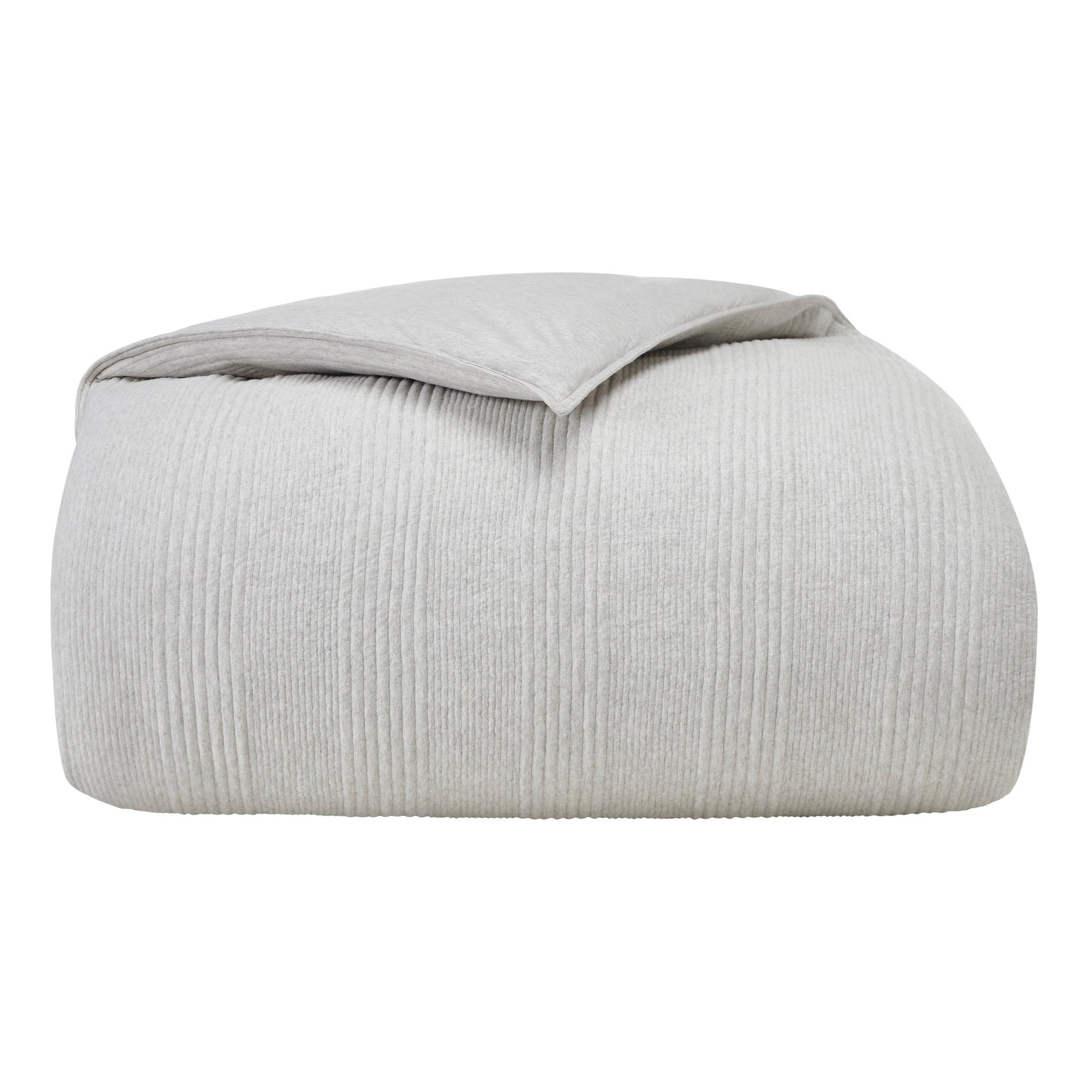 DT-044-9092_6|Folded light grey ribbed textured duvet cover, a stylish and cozy bedding essential that brings modern comfort to your bed.