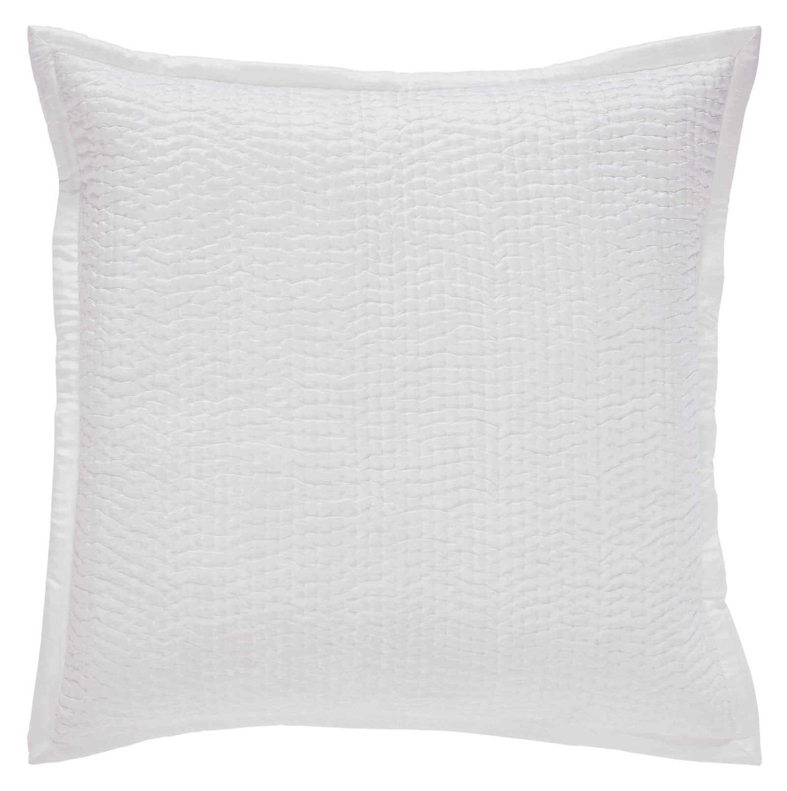 ES-165-2626-PO1225_LOT1_2|White Coverlet sham, textured with a wavy quilted pattern, featuring a subtle puckered surface and a simple flange edge.