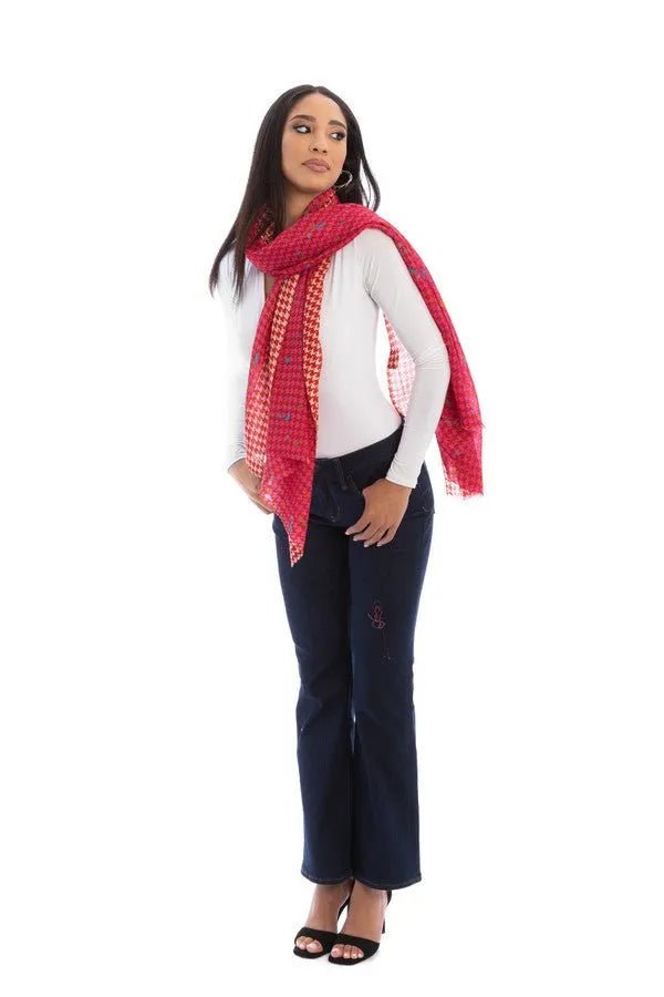 Fun Houndstooth Scarf Light Coral