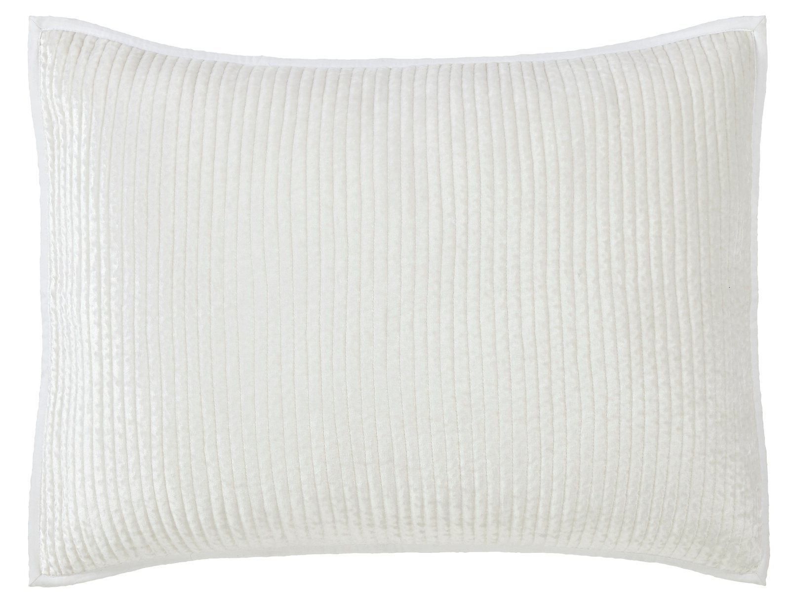 SS-157-2026-PO1285_1|Crisp white velvet channel quilted coverlet, offering a luxurious soft textured feel and elegant design for serene bedrooms.