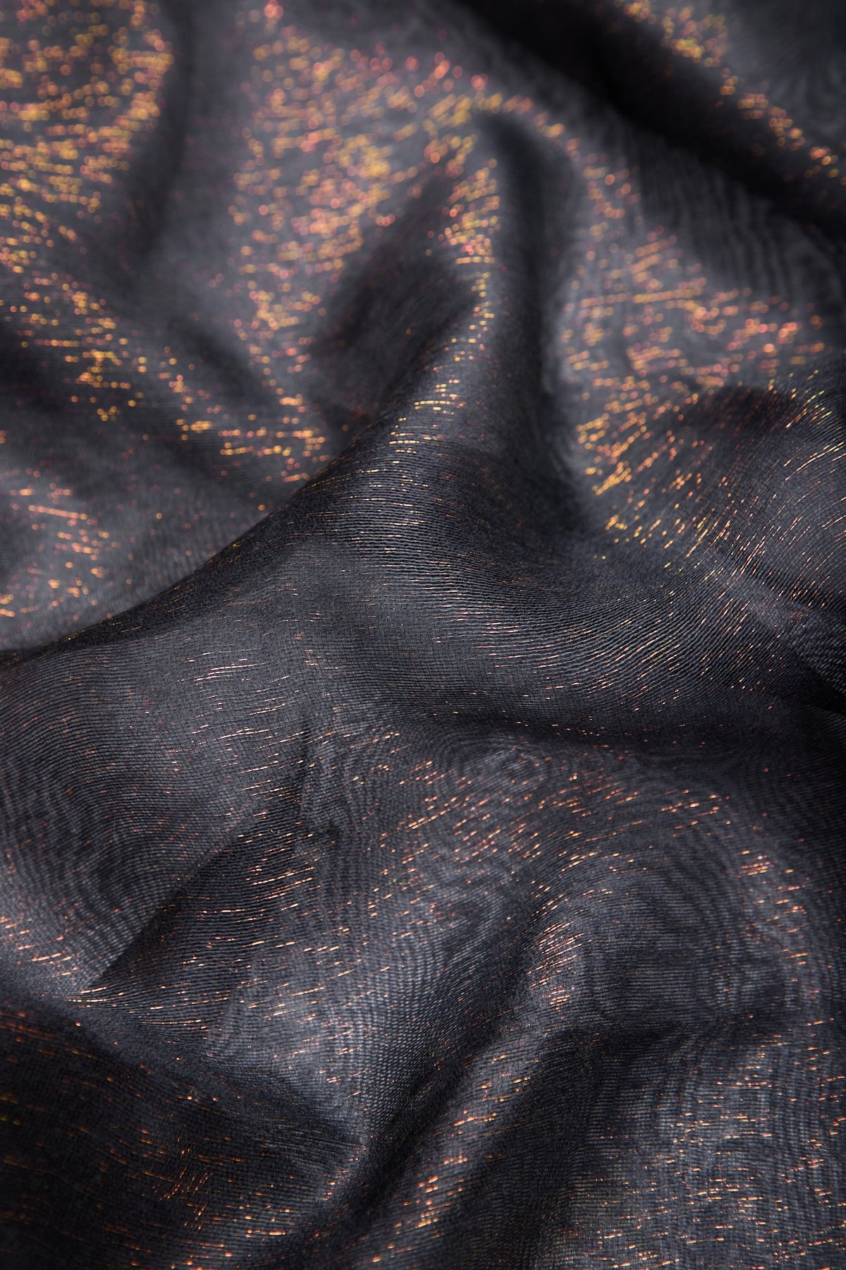Silk Sparkle Wrap Scarf Black with Copper